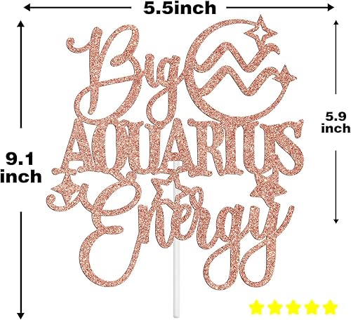Miniatura 2 de Big Aquarius Energy Cake Topper, feliz cumpleaños Acuario en enerofebrero, temporada de acuario, 12 constelaciones del zodiaco, suministros de