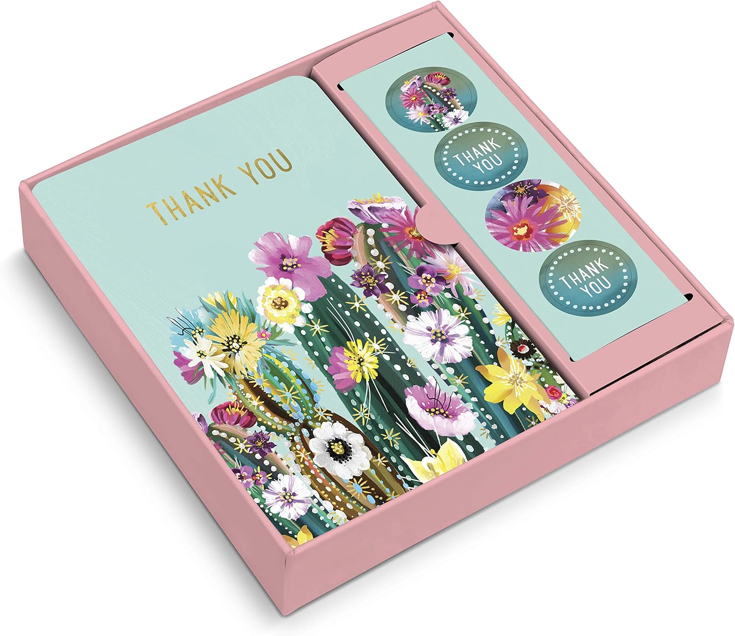 Studio Oh! Tiny Treasures Blank Thank You Cards Set with Envelopes & Stickers, 12 Assorted Note Cards (4 Designs), 4.5 x 5.5 in, 260 GSM Thick Paper, Decorative Stationery Set for Gifts, All Occasions