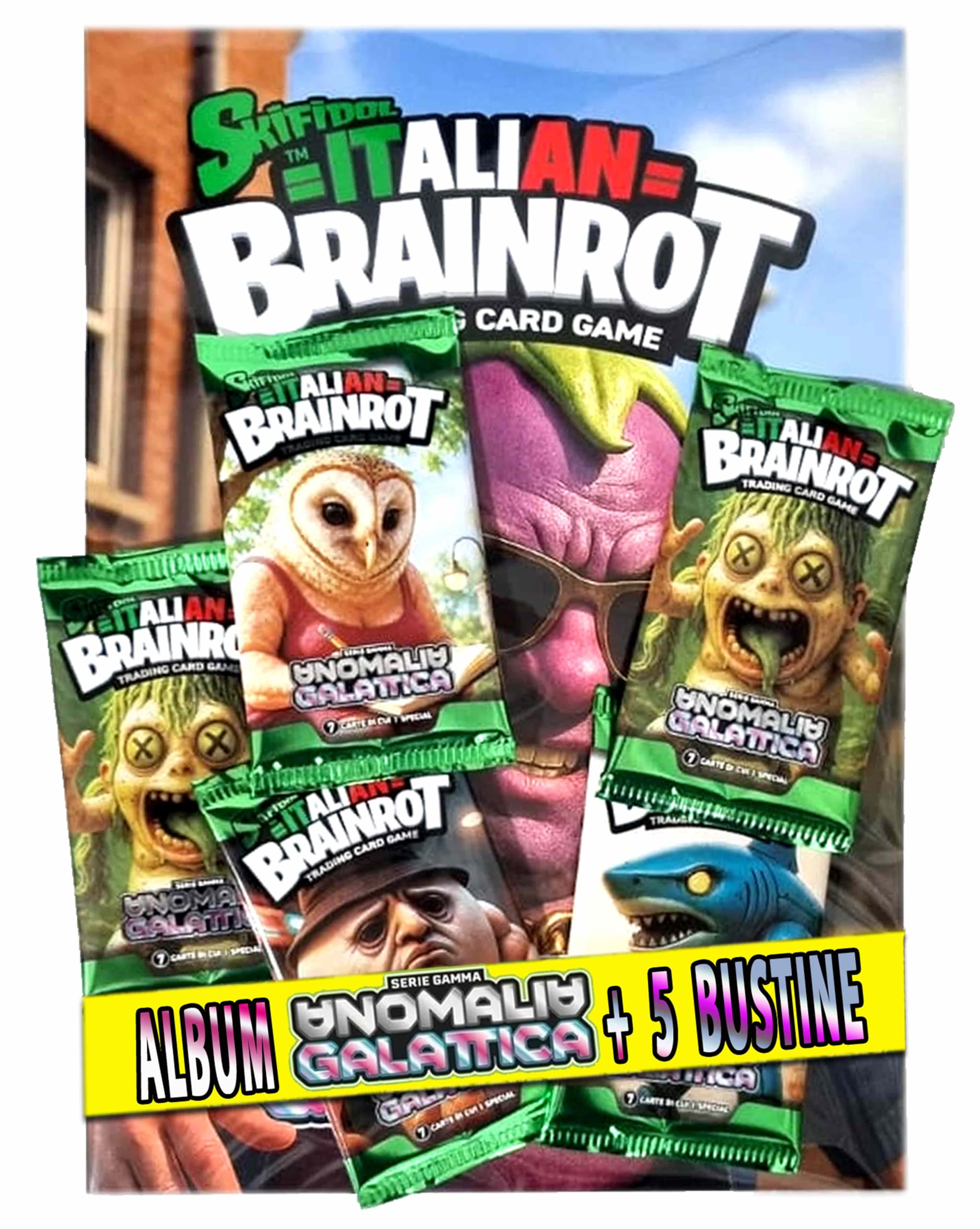 Italian Brainrot Trading Card Game Serie Gamma + 5 Bustine con 7 Carte da Collezione, Edizione Italiana