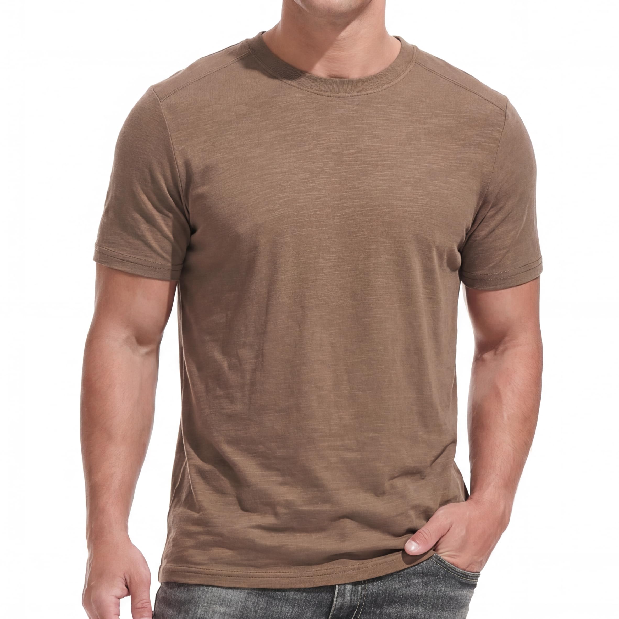 MRING für Herren 95% Baumwolle Sommer Einfarbig Basic Top Männer Kurzarm T-Shirt