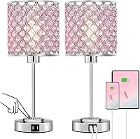 Vista 8 de Lámpara de mesa de cristal GyroVu para dormitorio, lámpara de mesita de control táctil con puertos USB-C+A, lámpara de noche regulable dorada