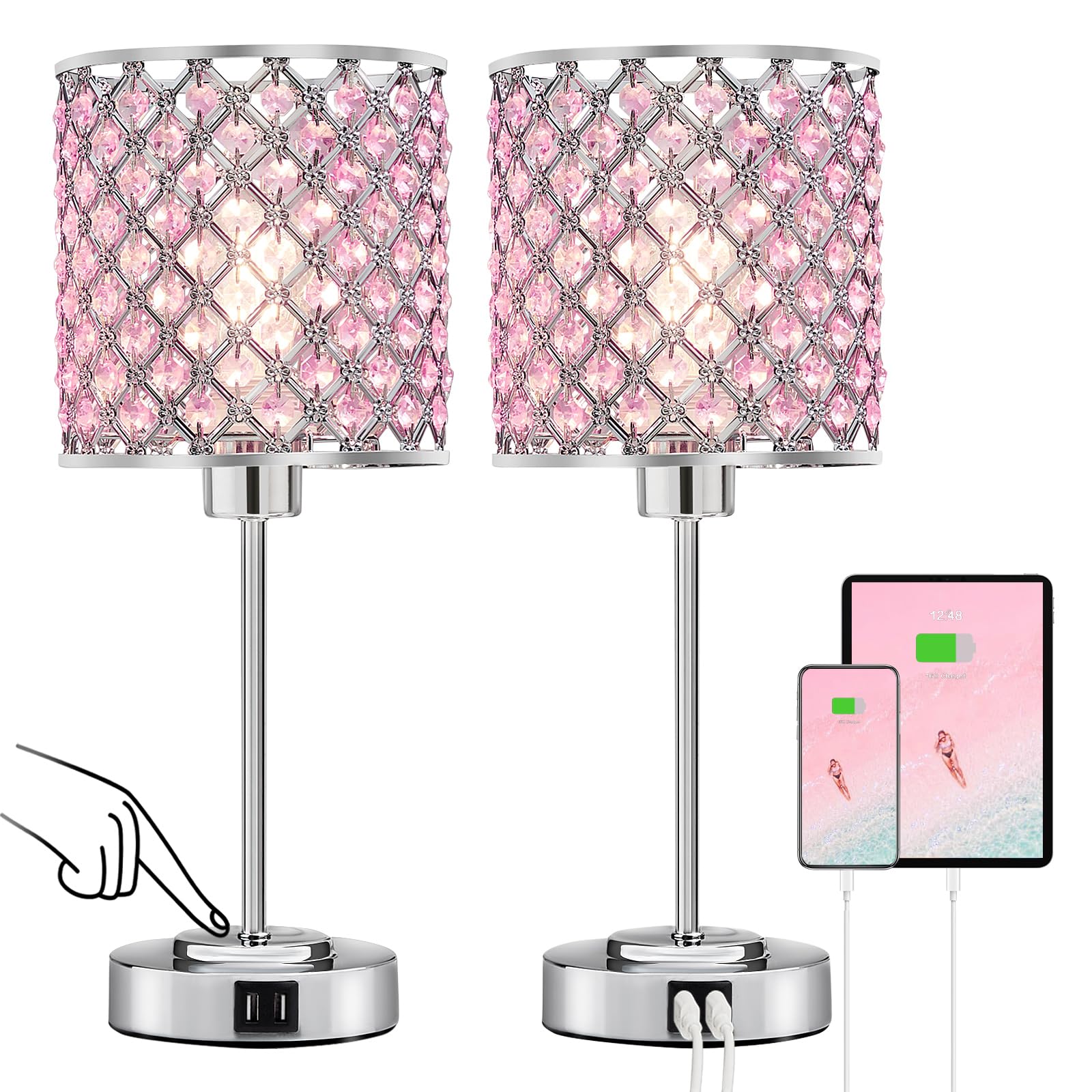 フロアスタンド Crystal table lamp light GyroVu Crystal Table Lamp, Bedside Crystal Lamp, Dimmable Touch