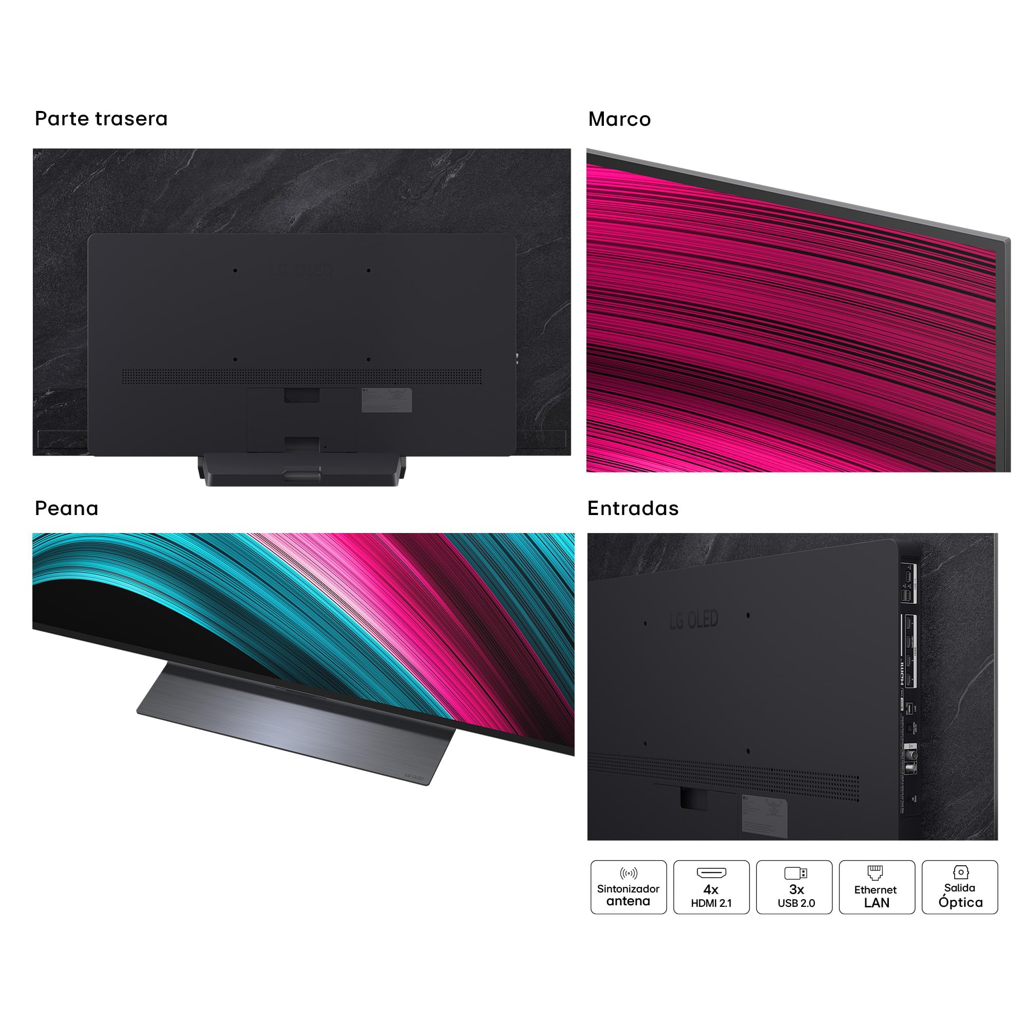 LG OLED55C54LA - TV 55", OLED EVO 4K, Smart TV AI C5, WebOS 25, Super Upscaling, Dolby Vision y Dolby Atmos, AMD FreeSync, Alexa/Google Assistant, Negro