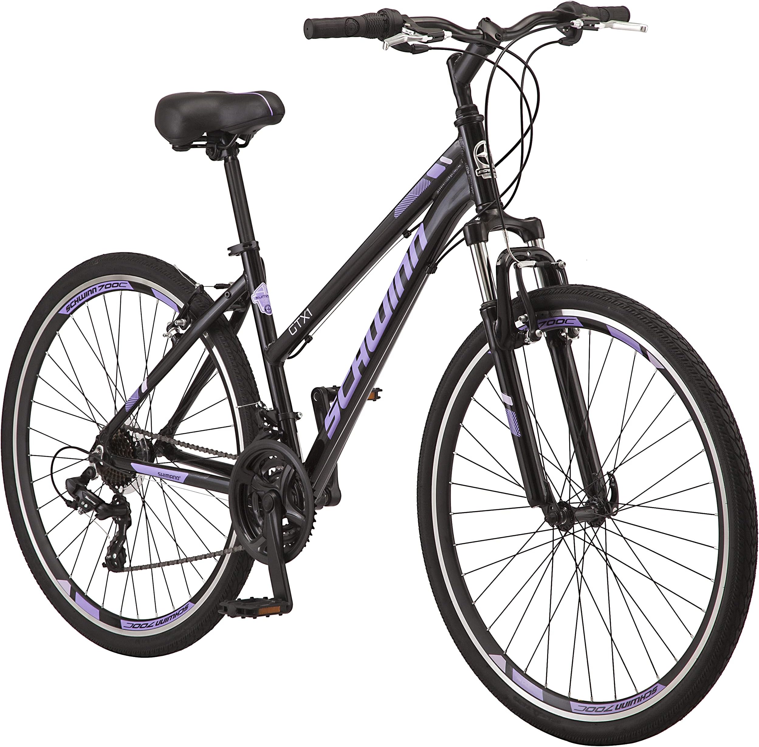 Schwinn GTX Comfort Adult Hybrid Bike, Men and Women, Dual Sport Bicycle, 700c Wheels, Step-Through or Step-Over Lightweight Aluminum Frame