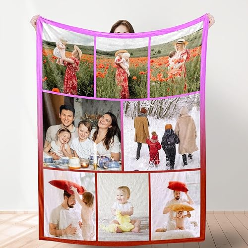 Miniatura 9 de YESCUSTOM Manta personalizada para el día del padre con fotos y texto, manta de collage de texto, regalos personalizados para papá de hija, hijo,