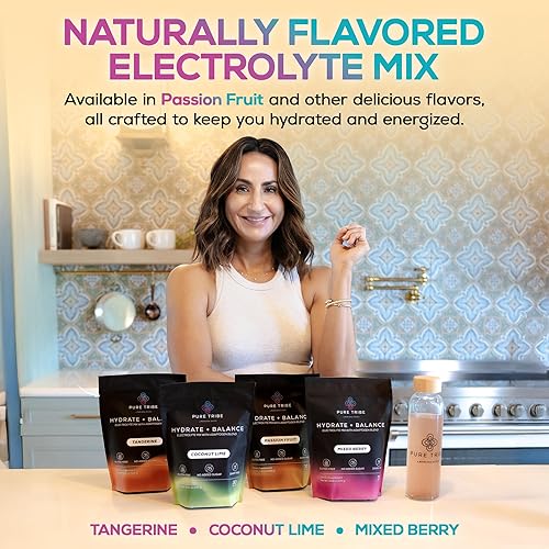 Miniatura 7 de Hydrate + Balance - Paquetes de electrolitos en polvo  Paquetes de hidratación veganos y sin azúcar con 6 vitaminas B y adaptógenos  Polvo de