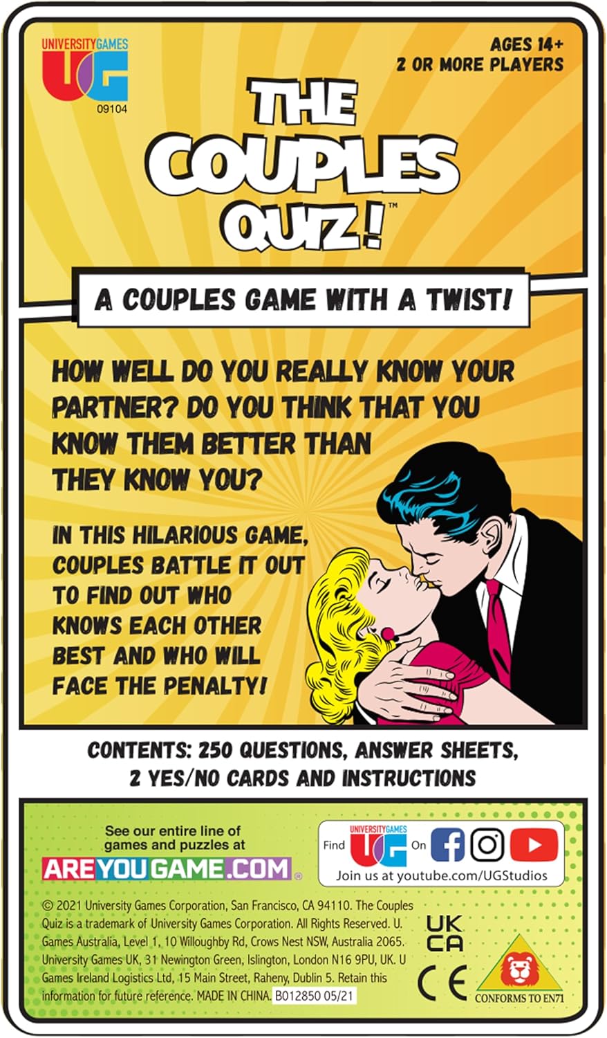 University Games, The Couples Quiz Game, Learn More About Your Partner, for 2 or More Players Ages 14 and Up