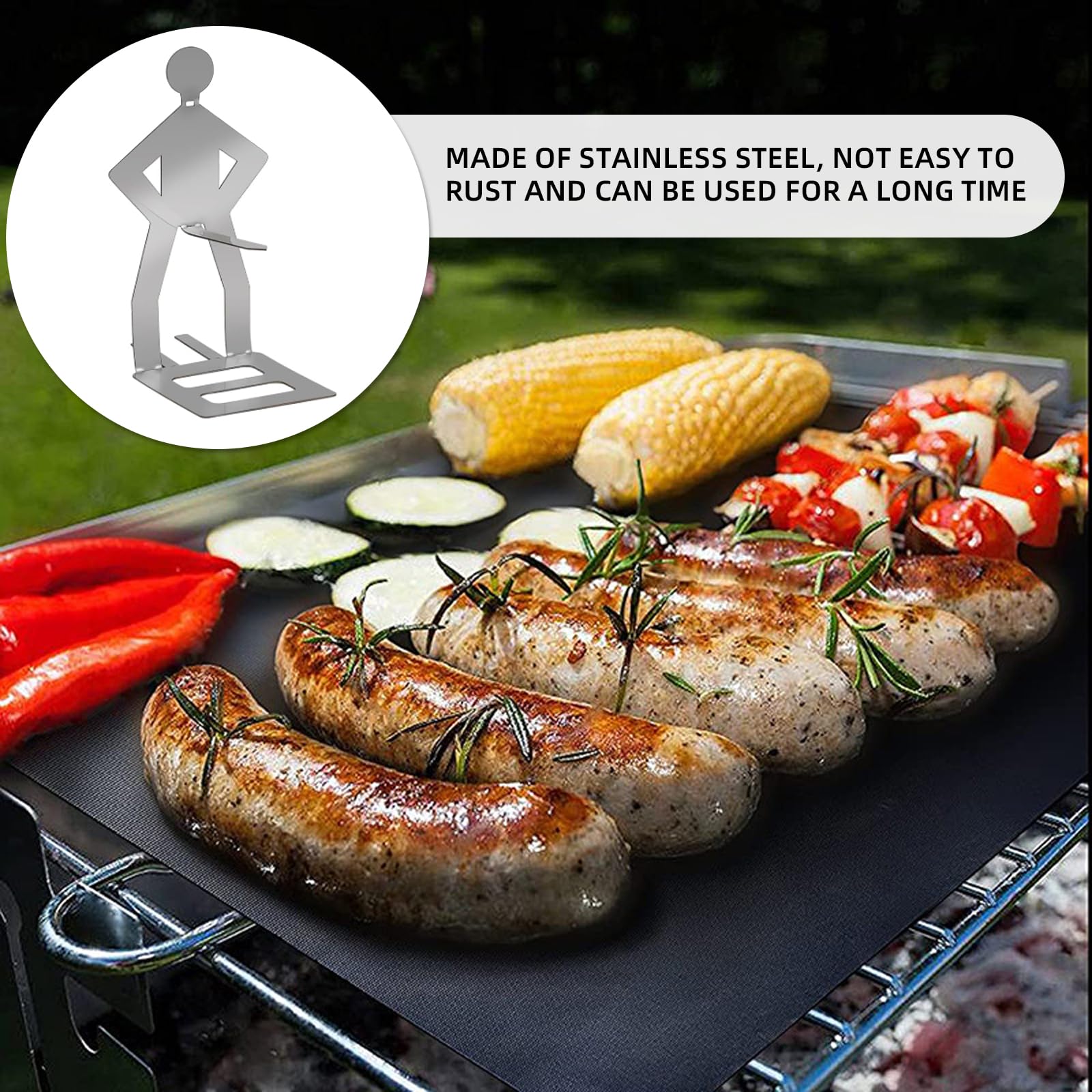 CLKE 3Pcs Funny Hot Dog BBQ Tools, Hot Dog Holder, Outdoor Camping Picnic Rack, Portable Hot Dog Roaster Rack with Brush - Image 4