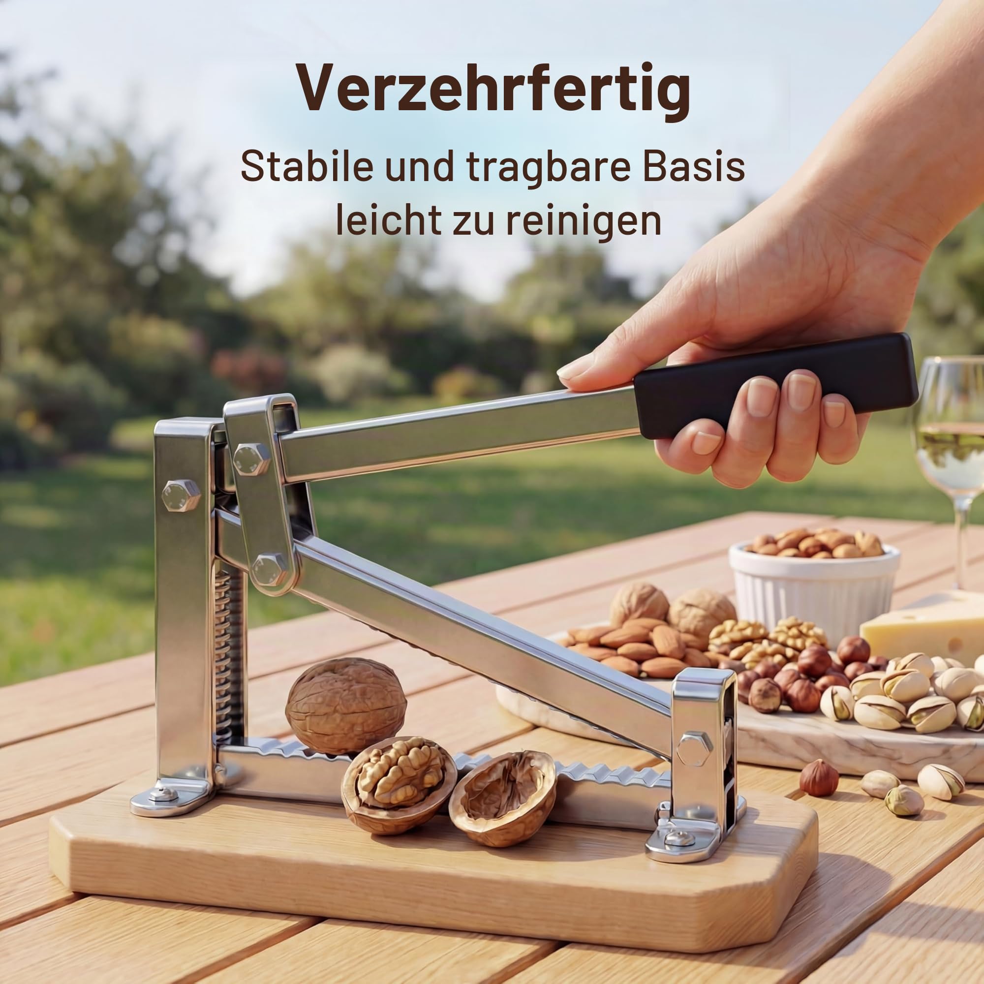 pelamatic - Nussknacker RAM-002 | Einstellbar für Mandeln & Walnüsse | Kompakt & Dekorativ | Stabil aus Eisen & Holz | Vielseitiger Küchenhelfer, Metal, Eisen Holz