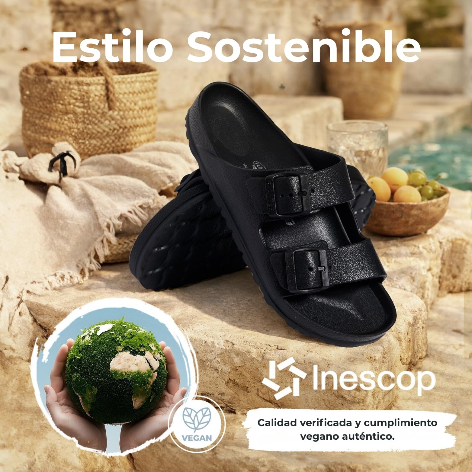PLAKTON Swim Wanda Black Sandalias Hombre Mujer Impermeables Antiolor Antibacterianas Playa Piscina Verano 35-47