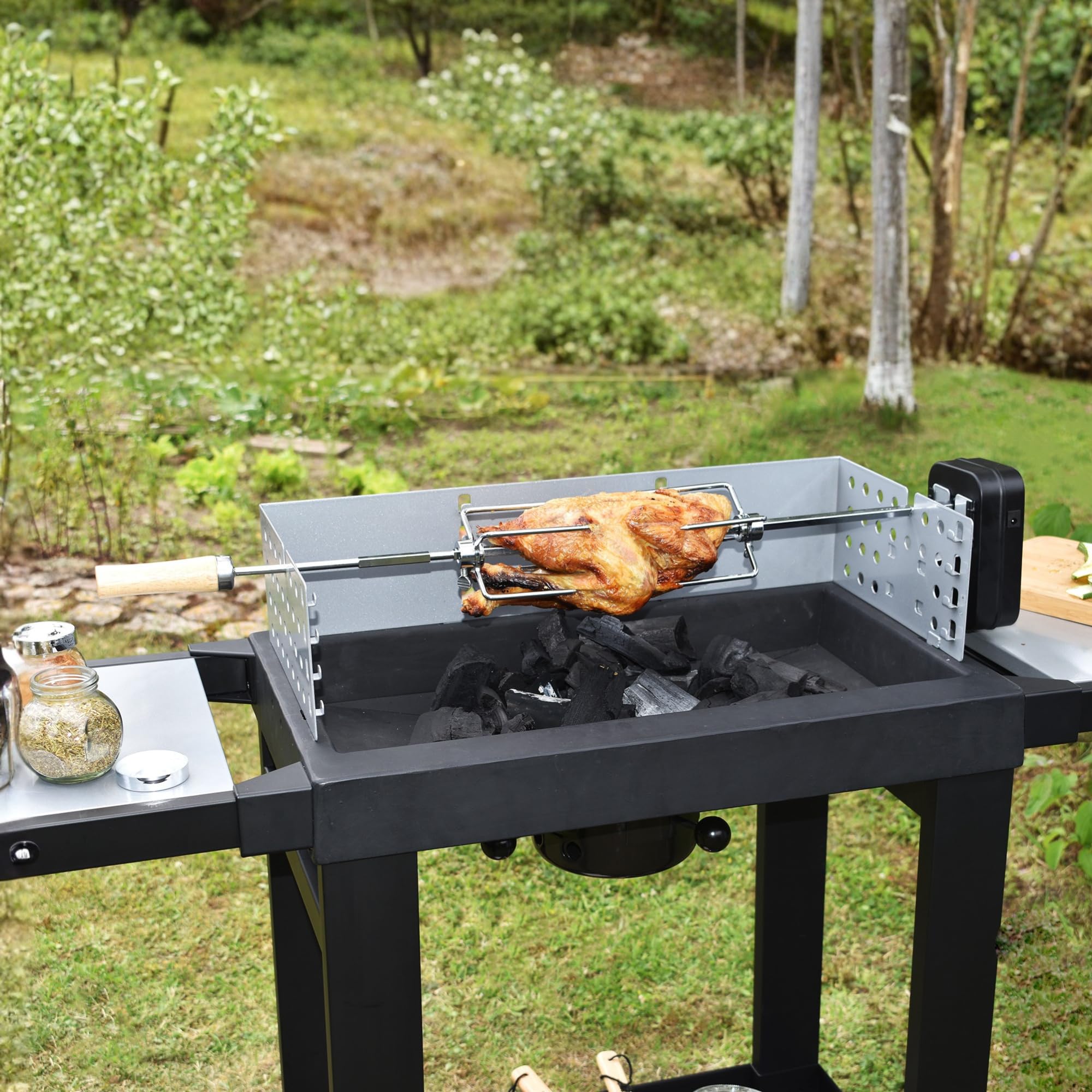 Cook’in Garden - Broche de Barbecue, Longueur 85 cm, Compatible avec Moteur Tournebroche AC084, Accessoire Résistant pour Viande et Volaille, Idéal Rôtisserie Barbecue
