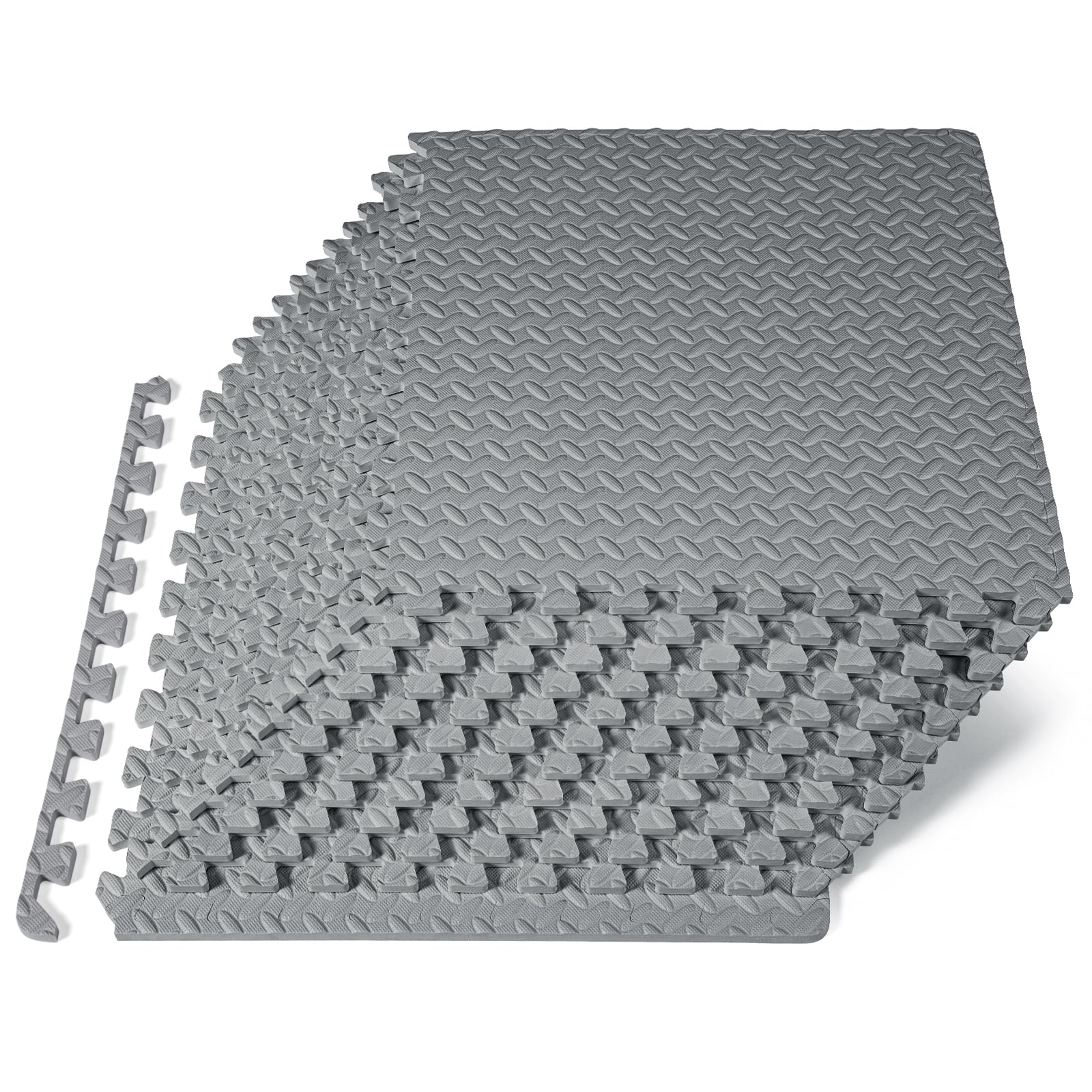 Photo 1 of ( 8 pcs only)ProsourceFit Exercise Puzzle Mat ½-inch, EVA Interlocking Foam Floor Tiles for Home Gym, Workout Equipment, Kids Play Areas, Grey, 48 SQ FT - 12 Tiles