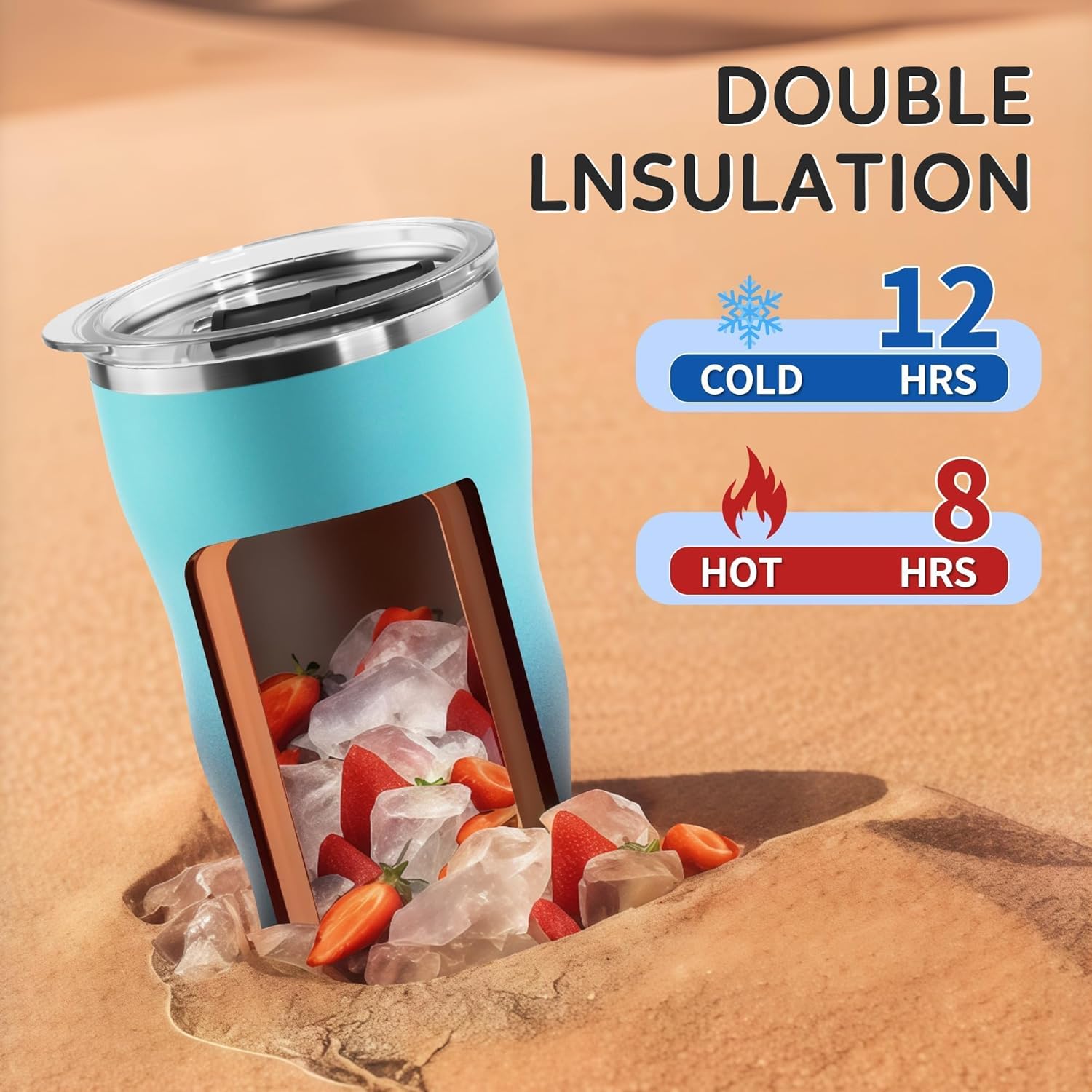 20Oz Insulated Tumbler With Straw And Lid, Spill Proof Tumbler for Iced Coffee And Hot Beverage, Double Wall Vacuum Travel Mug,Stainless Steel Straws for Tumbler, Green - Image 4