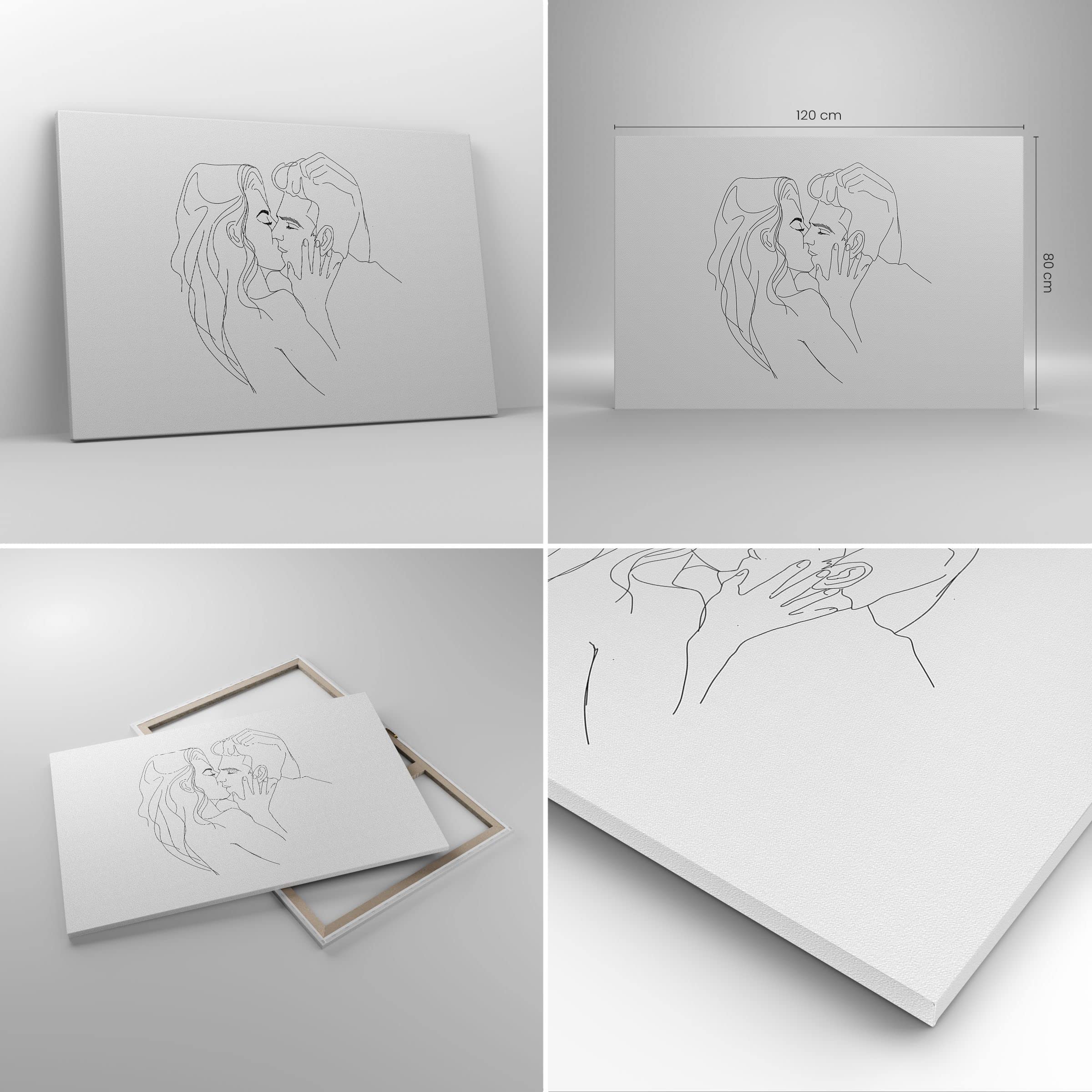Cuadros Decoracion Salon Mujer Hombre Beso Abstracción Lienzos Decorativos 160x85cm Cuadro Sobre Lienzo Moderno Dormitorio Cuadros Pared Tríptico 5 Piezas Wall Art Prints Grande XXL EA160x85-2279