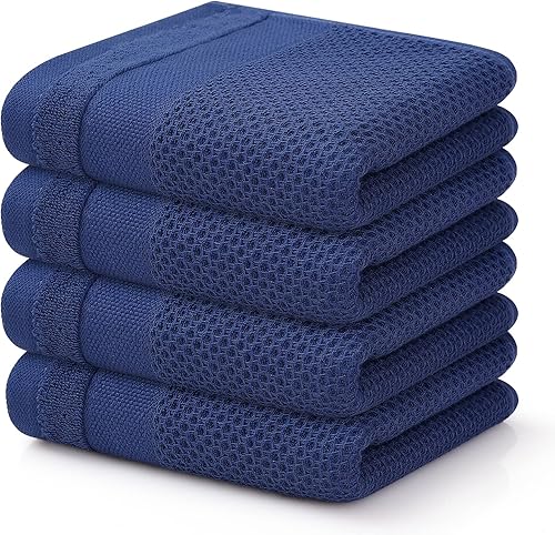 Homaxy Toallas de cocina 100 % algodón, tejido gofre, 13 x 28 pulgadas, súper absorbentes y lavables a máquina, para secar platos, paquete de 4,