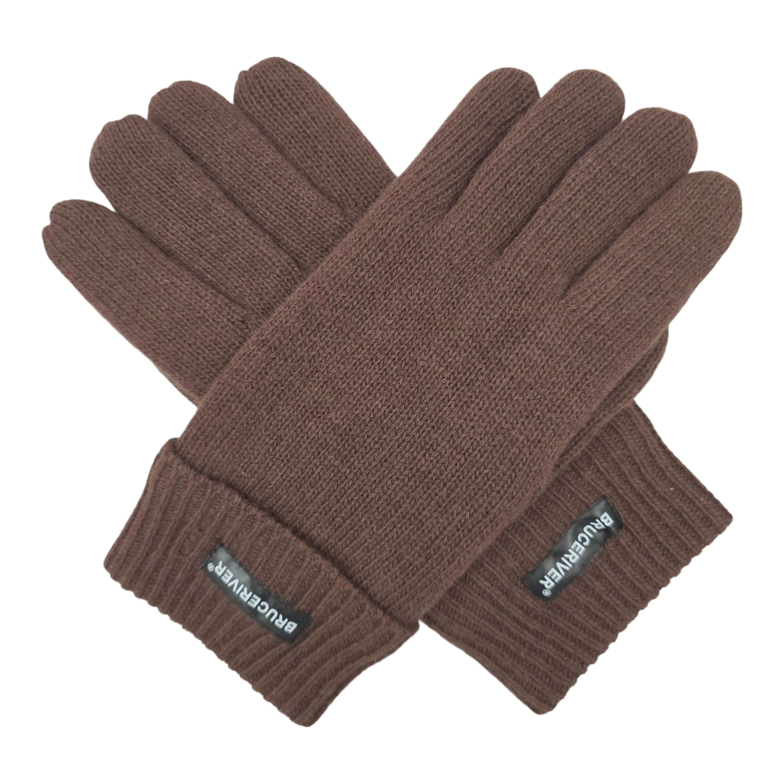 BRUCERIVER Men's Pure Wool Knitted Gloves