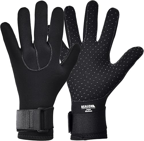 Guantes de agua de neopreno para buceo para hombres y mujeres, guantes de neopreno de 0.197 in y levantamiento de pesas, agarres para surf,