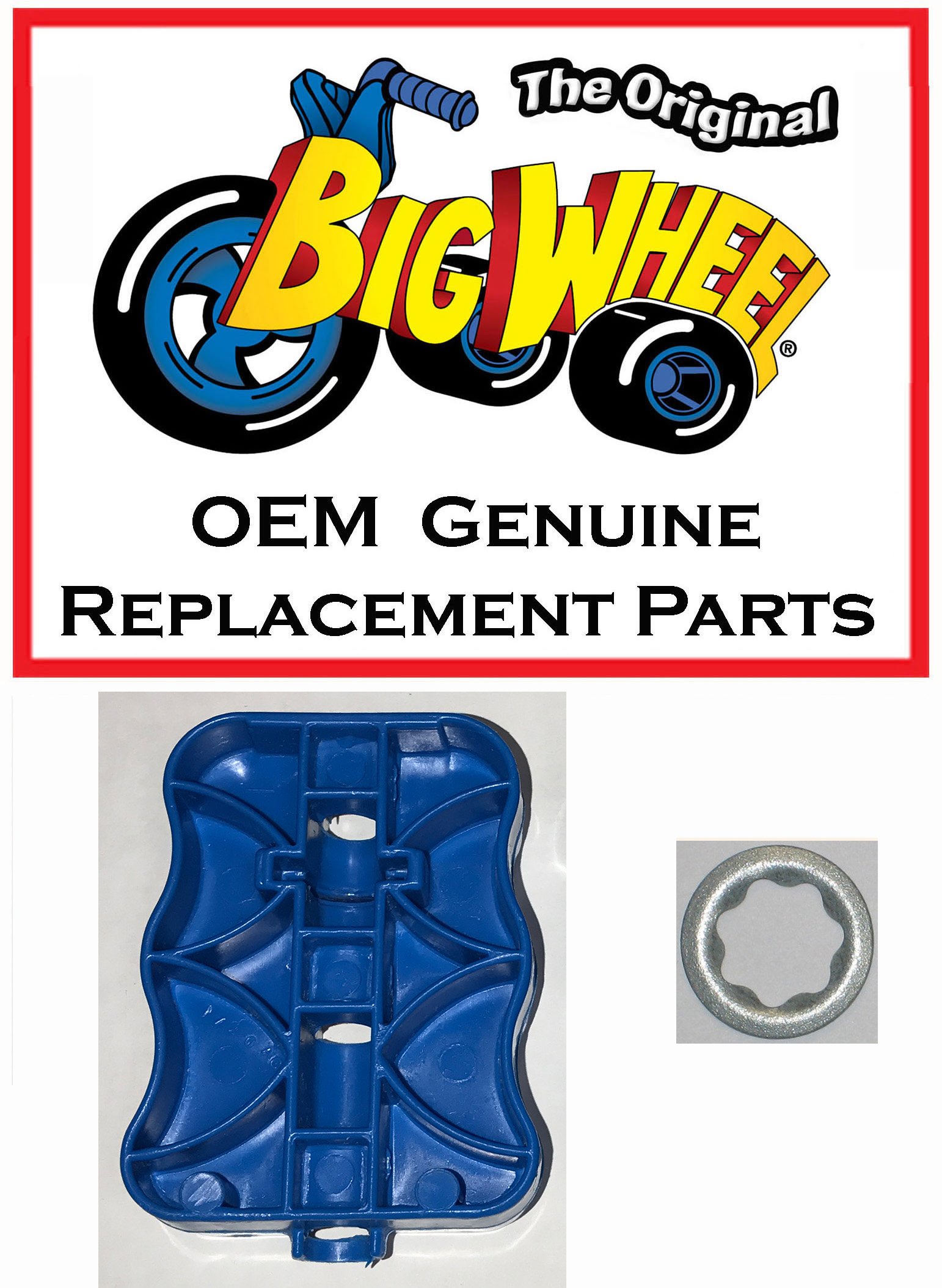 One BLUE PEDAL & WASHER for The Original Big Wheel Spin-Out Racer/ Mighty Wheels, Original Replacement Part