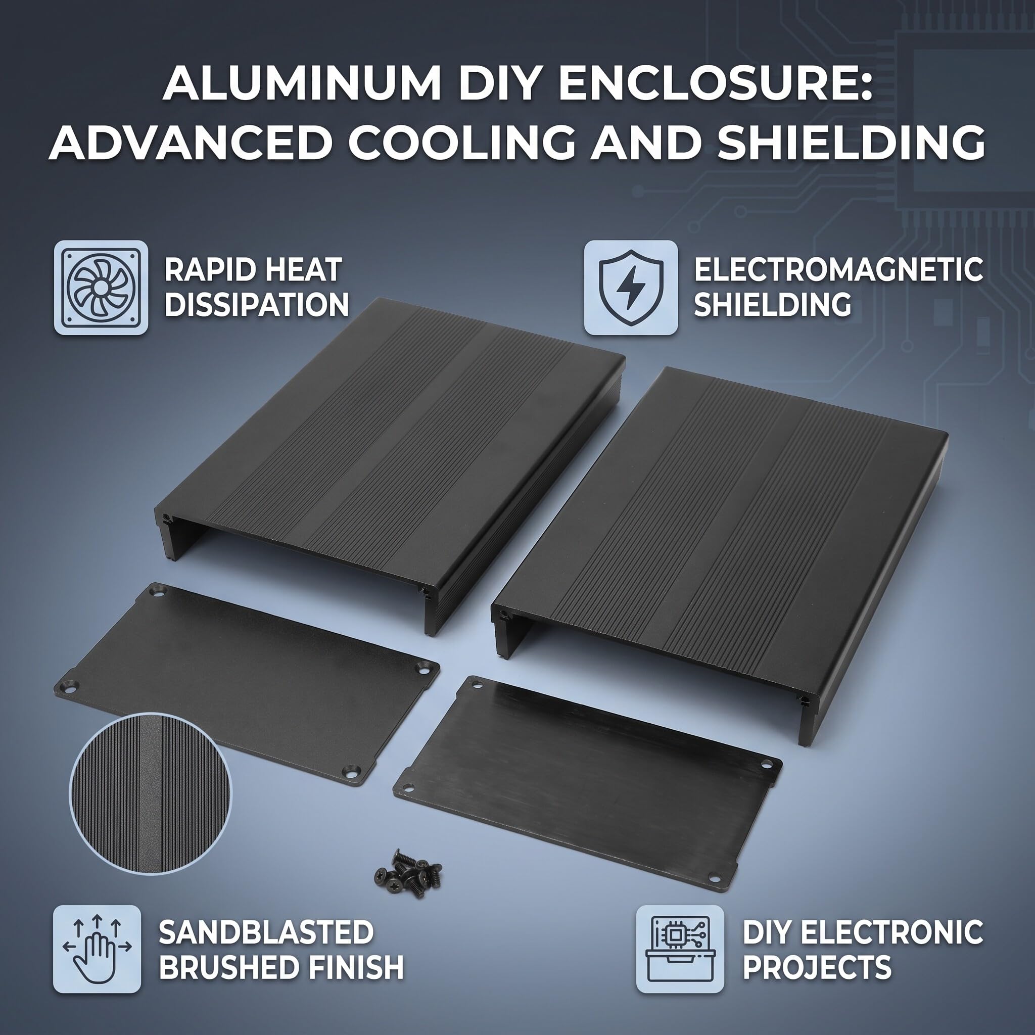 Fafeicy Aluminium Kühlgehäuse, 55x106x150mm, Geteiltes Elektronik-Gehäuse für DIY-Leiterplatten, 1,25-1,5mm Schalendicke
