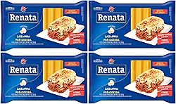 Kit com 4 pacotes de Massa de Sêmola com Ovos para Lasanha Pré-Cozida de 200g cada - Renata
