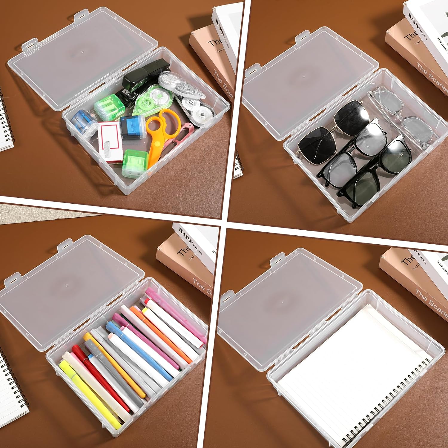 Marker Box, Crayon Boxes Plastic, Large Pencil Box with Latching Lid, Clear Plastic Storage Containers for Art Craft Supply, Crayon, Pencil Boxes, Photos, Washi Tape