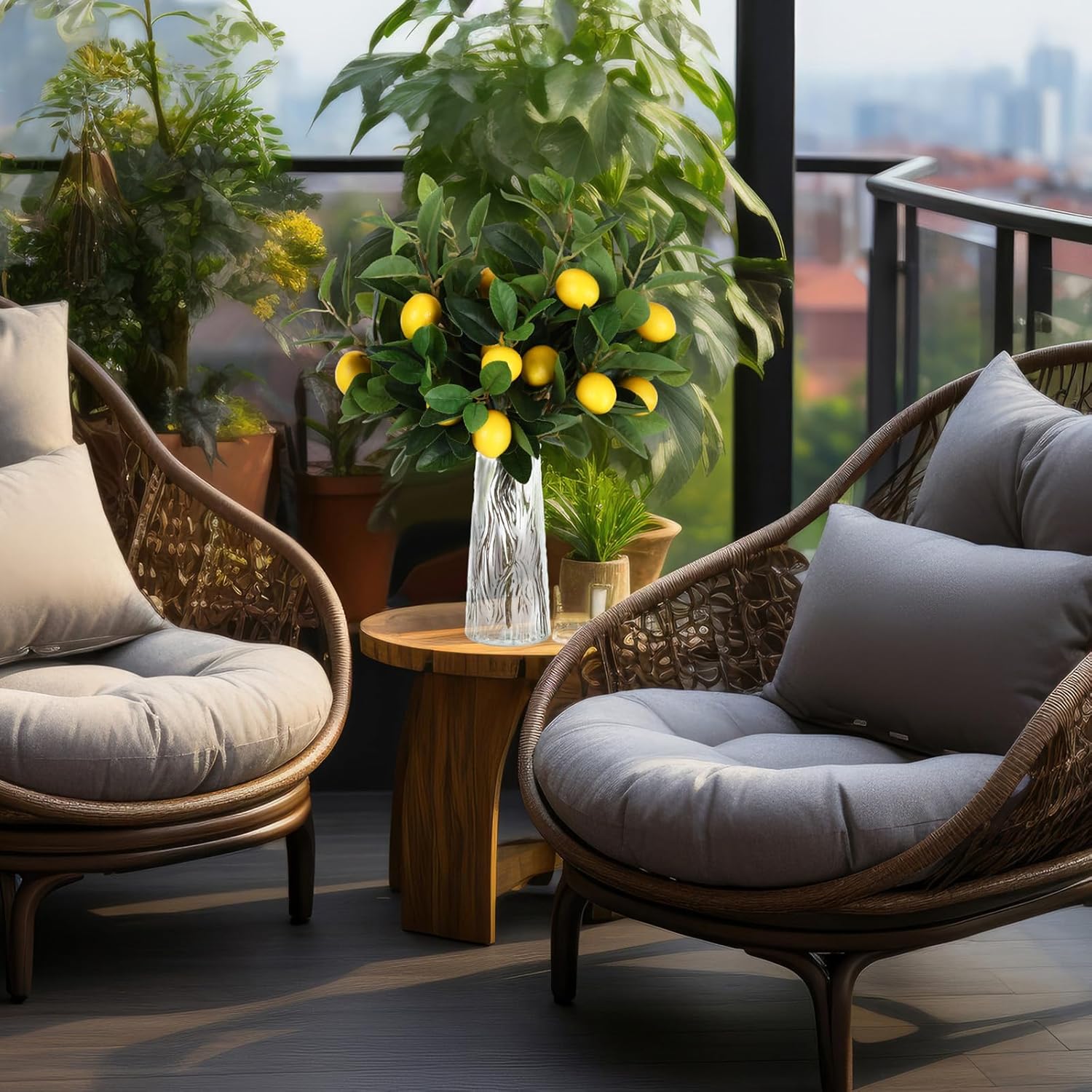 Giegxin 24 Pcs Artificial Lemons Tree Branches 18 Inch Faux Greenery Stems Lifelike Lemon Decor Fake Fruits Plant for Home Kitchen Dining Table Decor