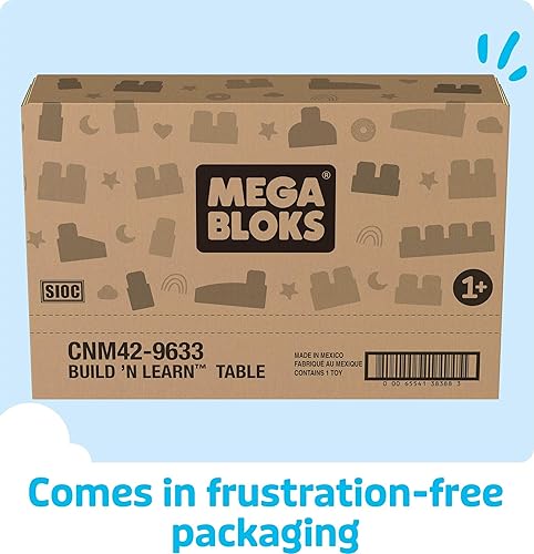 Miniatura 6 de MEGA BLOKS First Builders - Juguetes de bloques para niños pequeños, mesa de actividad portátil "Construye y Aprende" con 30 piezas y almacenamiento