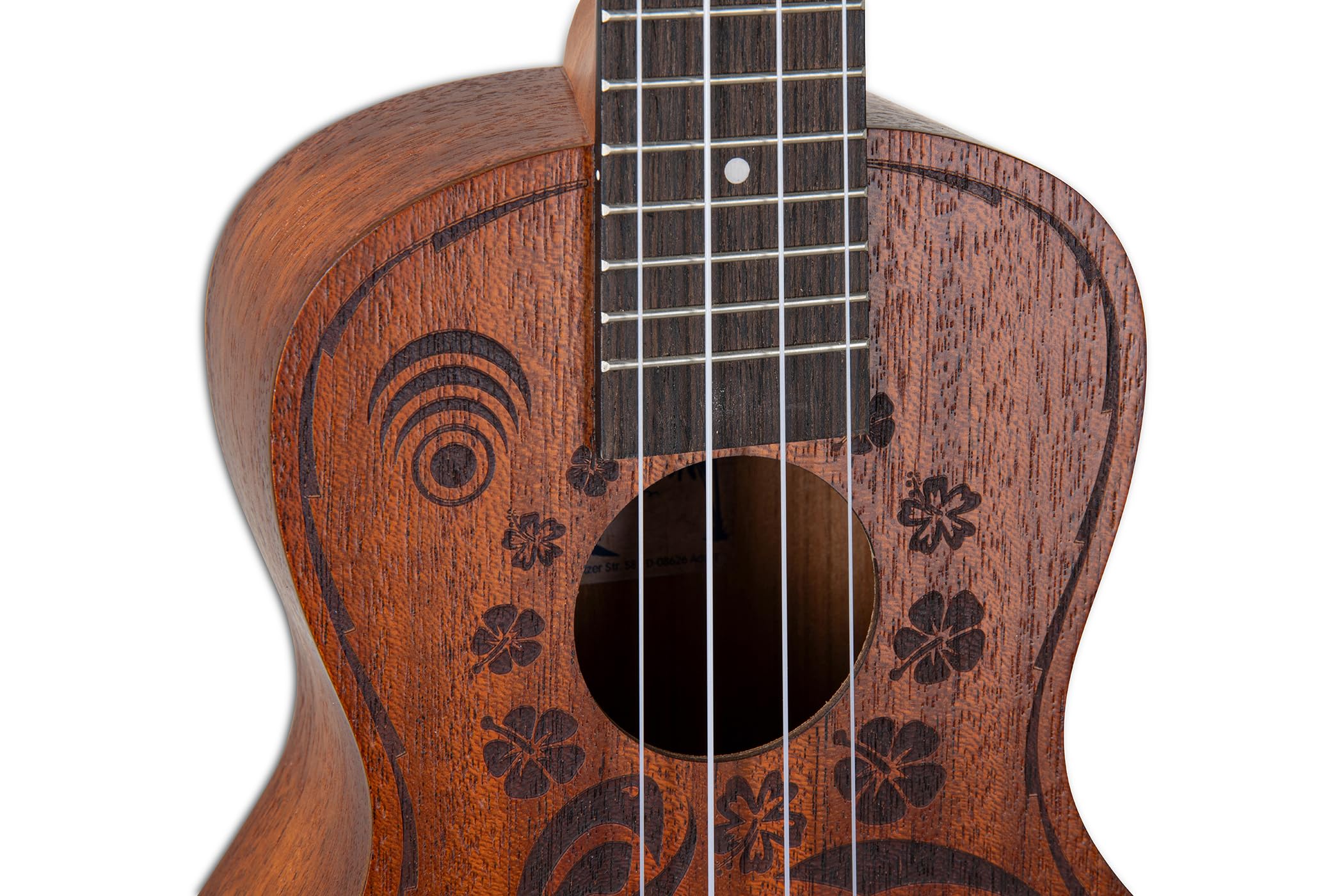 GEWA Concert Ukulele Manoa Wildlife - Korpus Sapelli - Laser Design Crazy Turtle - Natur seidenmatt - inkl. gepolstertem Gig Bag - K-CO-TUR