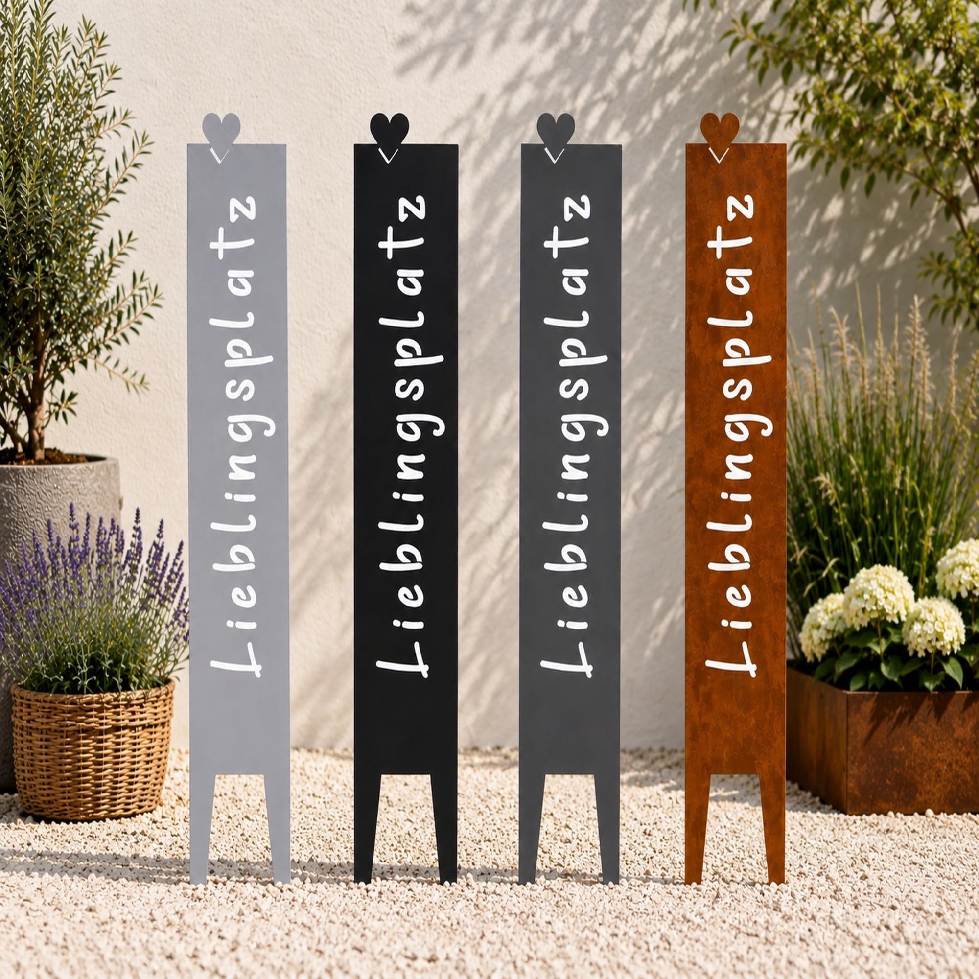 UNUS Gartenstecker "Lieblingsplatz", Gartenstecker Rost, 115x19,5 cm, Deko outdoor, Gartendeko für draußen, wetterfest