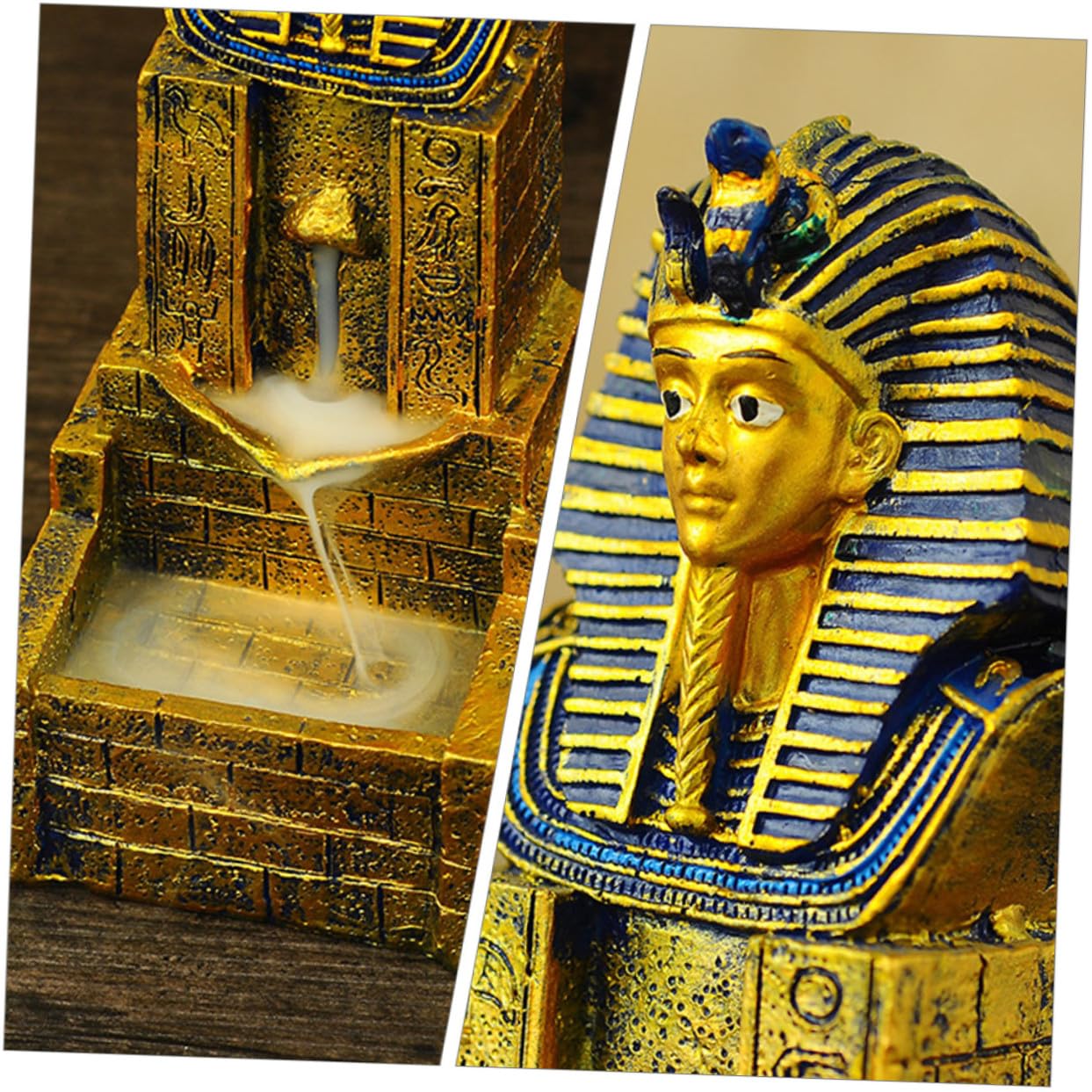 Quemador de Incienso para Purificar el Aire de Resina Dorada Cascada Estilo Antiguo Egipto y Decorar Estudio o Cocina