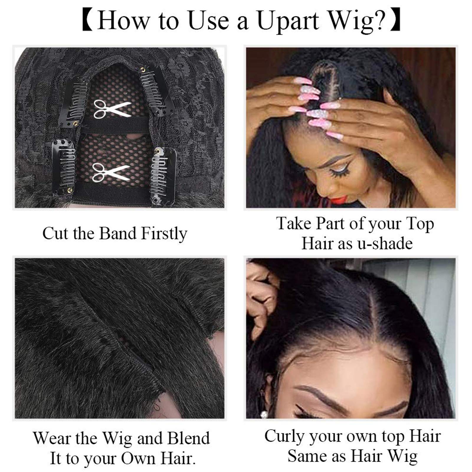 KRSI Body Wave U Part Wigs for Women U Part 3.5'' x 3.5'' U Shape Glueless Wigs Natural Black Full Head U-part Hair Extension Clip in U Part Wig Synthetic Hair Half Wig 50.8cm (1B-6681)