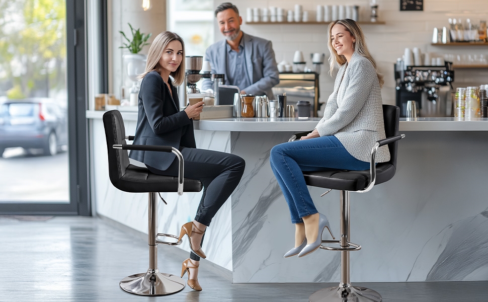 Amazon.com: Yaheetech Bar Stools Set of 2, PU Leather Height