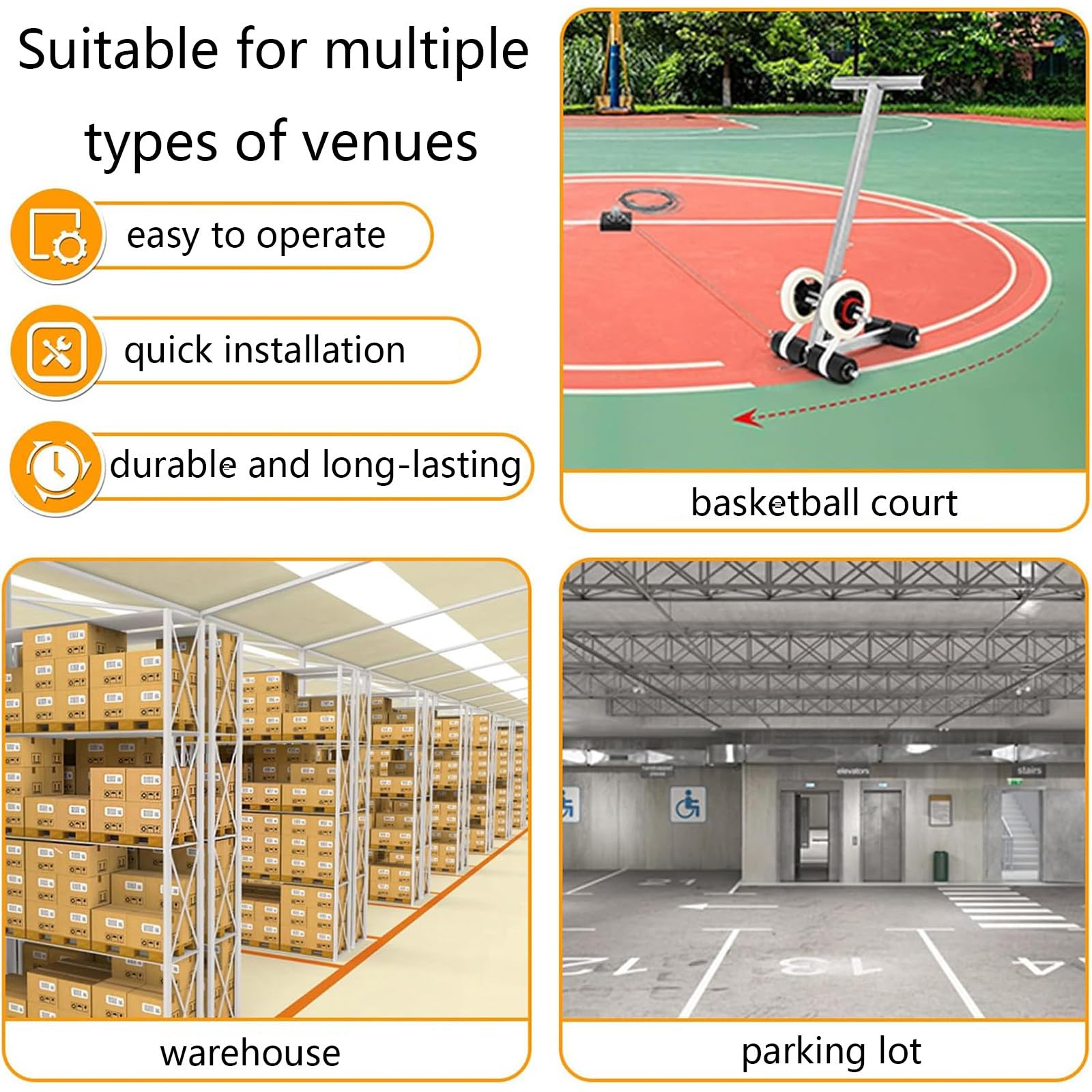 Máquinas para Marcar líneas de Campos de Juego, Kit para Marcar Canchas de Baloncesto y Kit para Dibujar Círculos, Herramienta Manual para Marcar Pisos en Estacionamientos y Almacenes