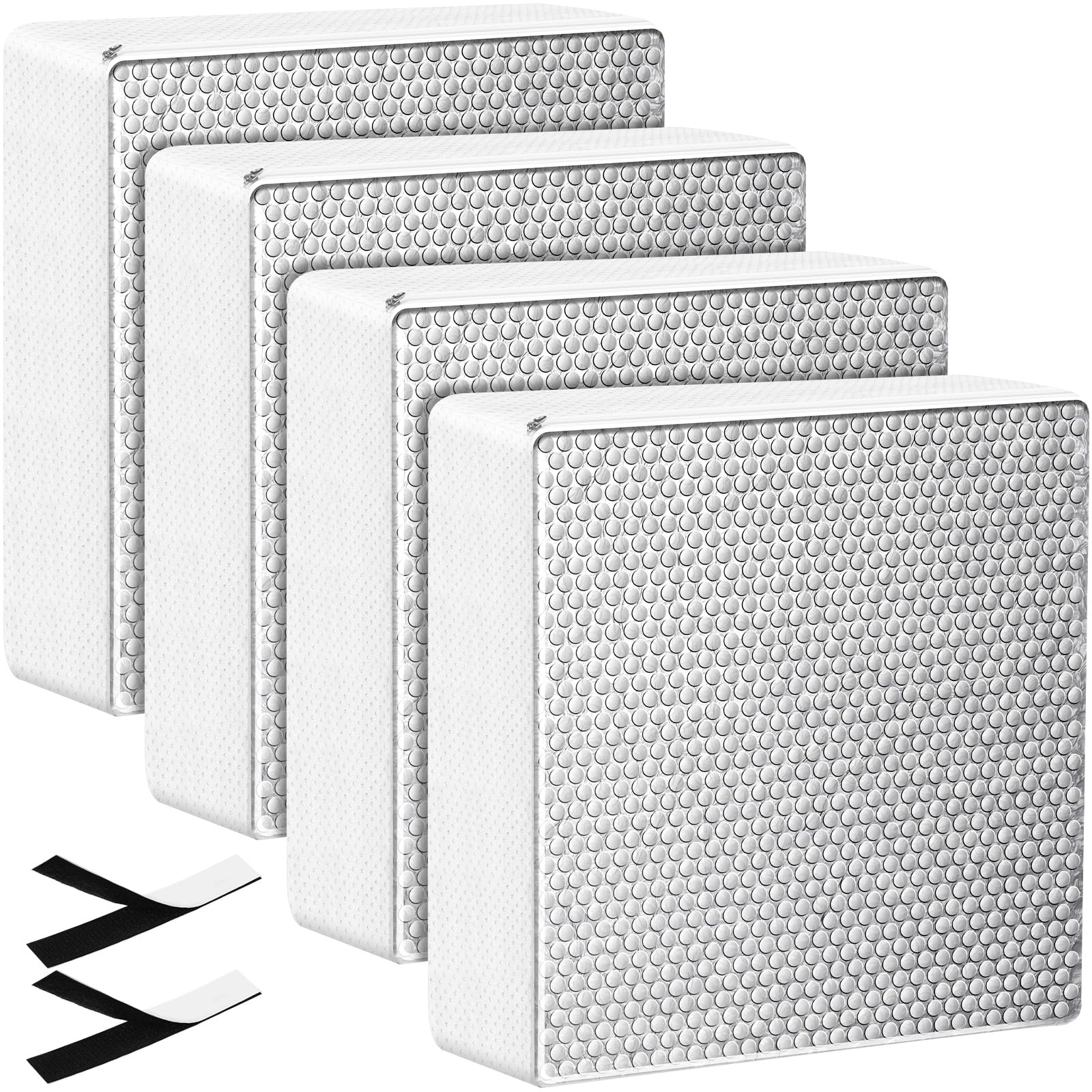 4 aisladores de tragaluz para caravana, cubierta aislante impermeable con superficie reflectante y cierre de , pantalla de tragaluz, ahorro de energía, techo solar para ducha (14 x 14 x 3