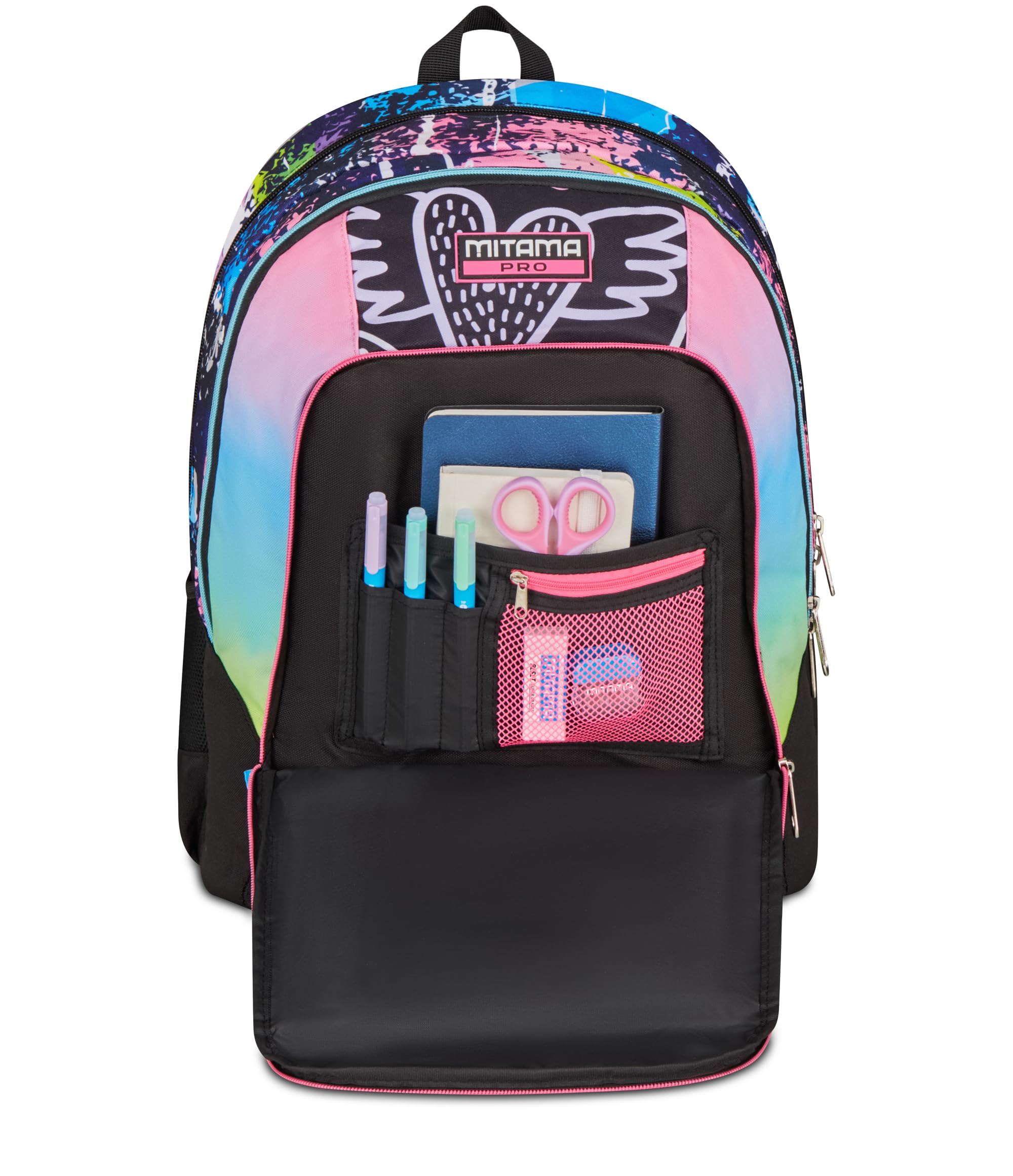 Mitama Zaino Scuola, X Plus LOVETBEAT, Triplo Scomparto, Rosa, Tasche Porta Borraccia,Schienale con fondo integrato, Spallacci Imbottiti, Zaino Scuola Media, Ragazza