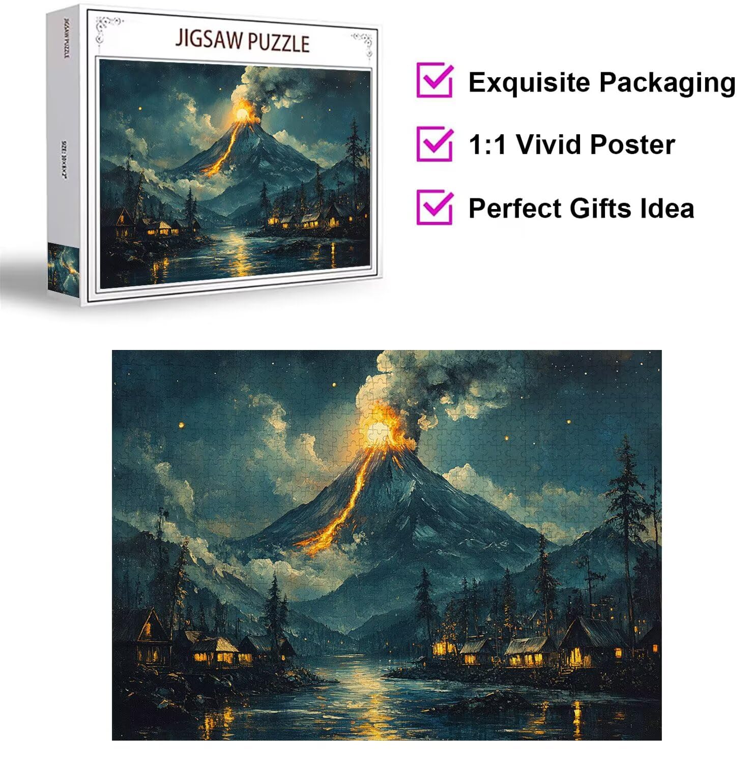 Puzzle 3000 elementów dla dorosłych, gry rodzinne, streszczenie wulkanu, n
