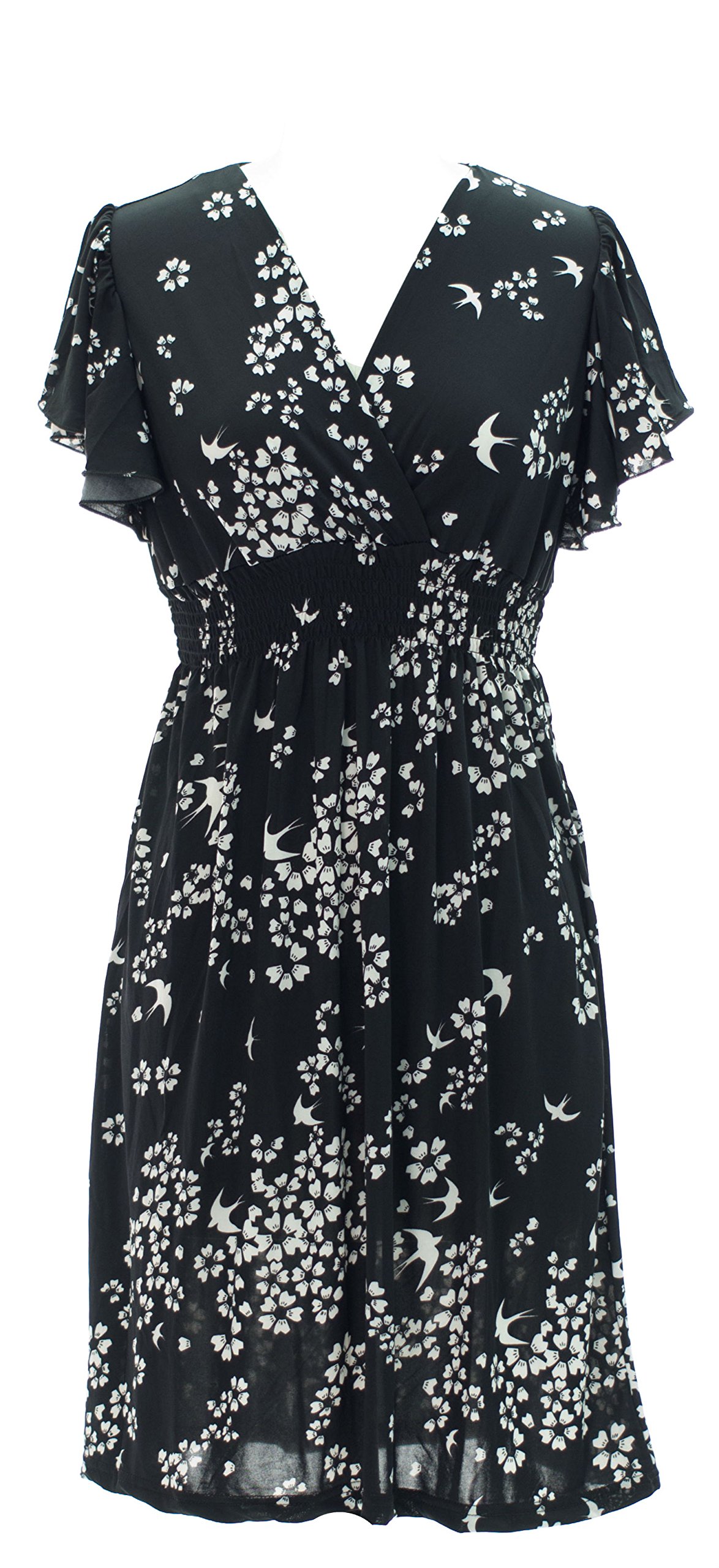 Vibrant V-Neck Knee Length Dress - Flattering Casual Dress In Plus & Regular Sizes - View #4