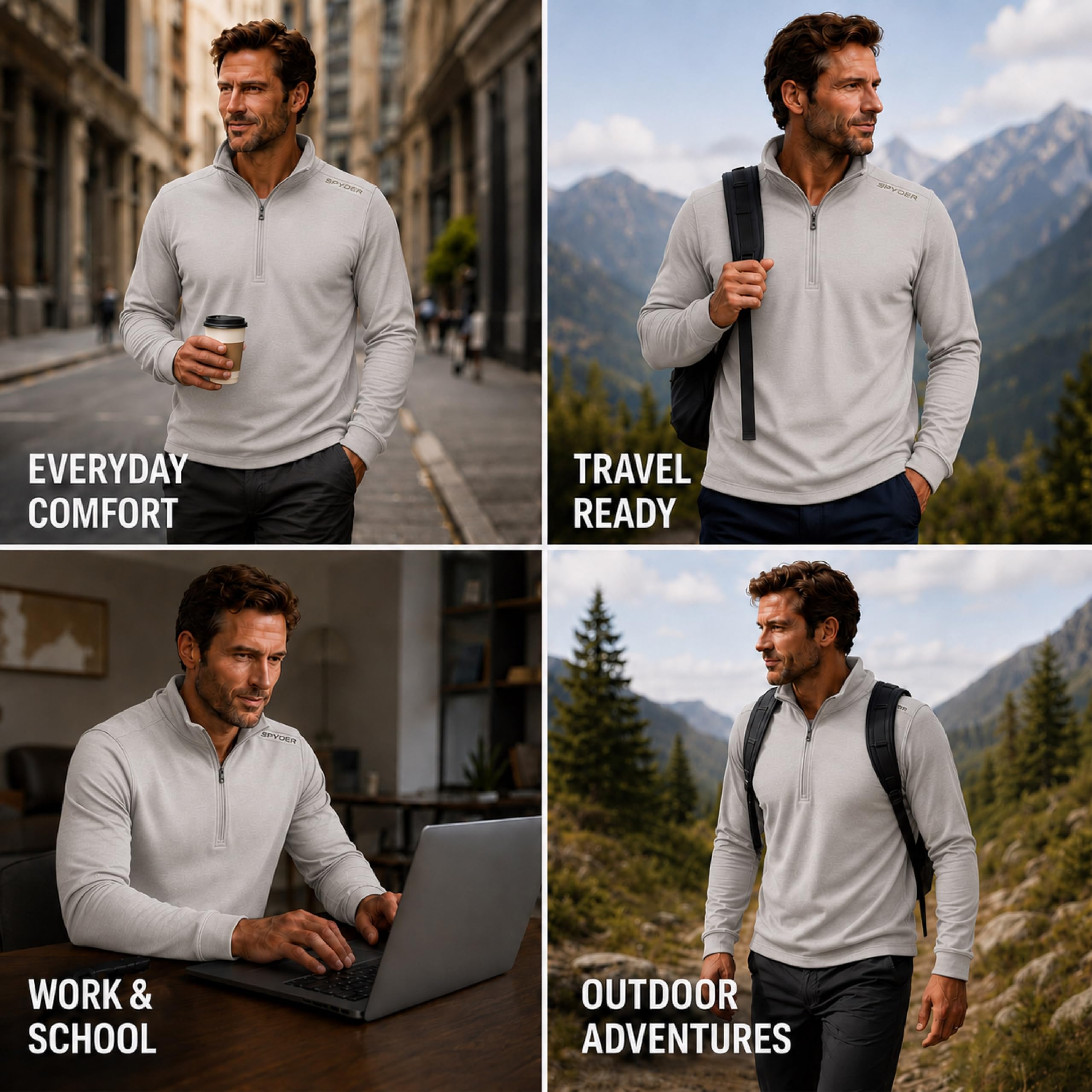 Spyder M Cut Fleece QTR Zip Cuello Alto con Cremallera de un Cuarto Hombre (Pack de 1)