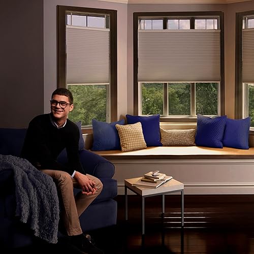 Miniatura 3 de Persianas celulares personalizadas para ventanas, de arriba hacia abajo, abajo hacia arriba, celda individual de 38 pulgadas, filtrado de luz de