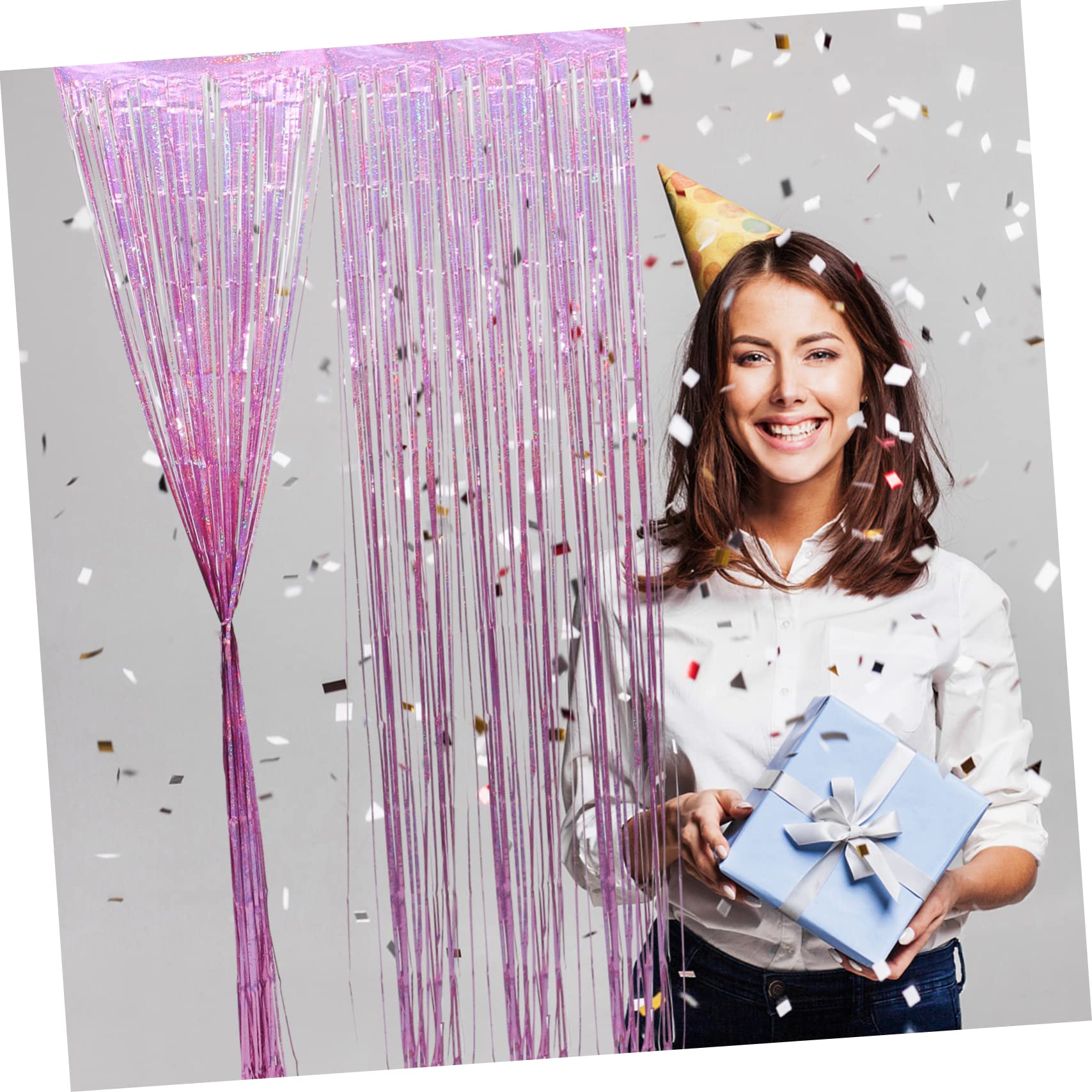 DOITOOL 2pcs Tinsel Door Curtain Wedding and Birthday Decorations Fringe Backdrop Streamer for Disco Party