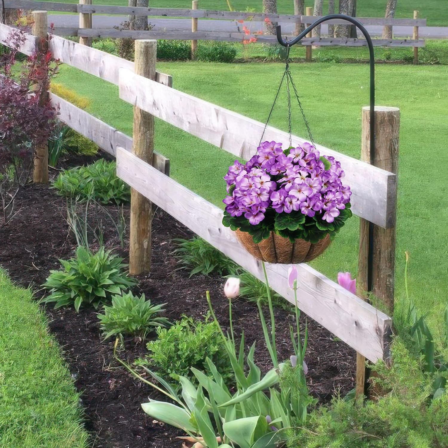 2 Pcs Artificial Geraniums for Outdoors Silk Geranium Flowers Purple Artificial Geranium Bush Faux Flowers for Planter Outside Garden Patio Grave Cemetary Vase Table Centerpiece Indoor Decor - Image 6