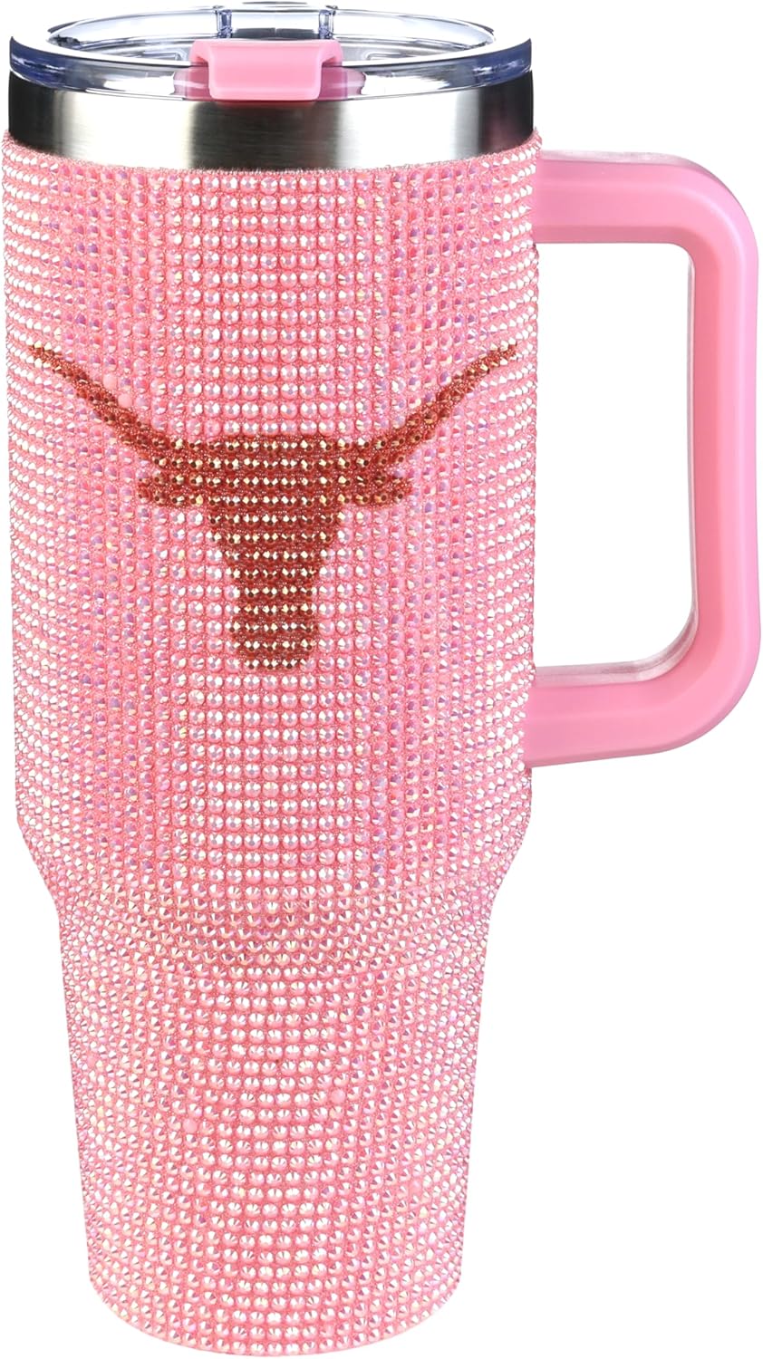 The Memory Company Officially Licensed 40oz Pink Bling Game Day Tumbler, University of Texas