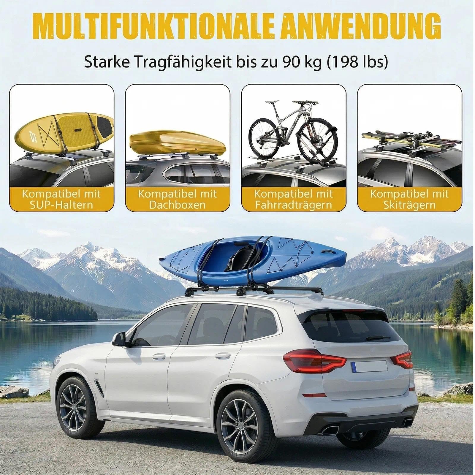 MIKKUPPA Premium Dachträger Querträger kompatibel mit BMW X3 G01 2018-2026 | 6063 Aluminium & PA6+30GF | Hohe Traglast für Dachbox & Fahrradträger