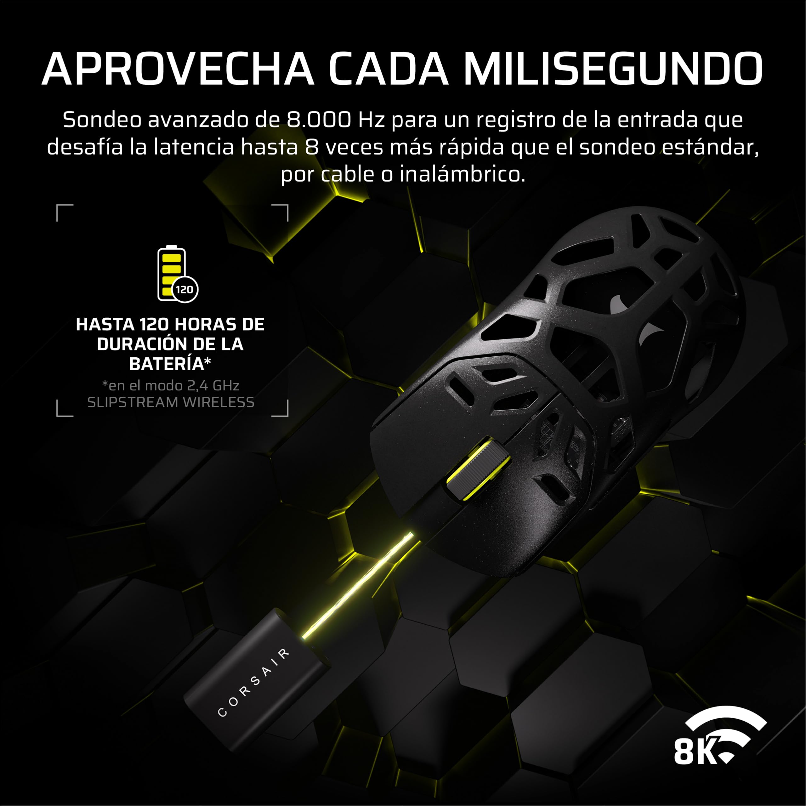 Corsair Sabre v2 Pro Wireless MG FPS Ratón para Juegos – Negro | Sensor MARKSMAN S de 33 000 ppp, Sondeo Avanzado de 8.000 Hz, Magnesio Duradero, Ligero, Batería de Hasta 120 Horas