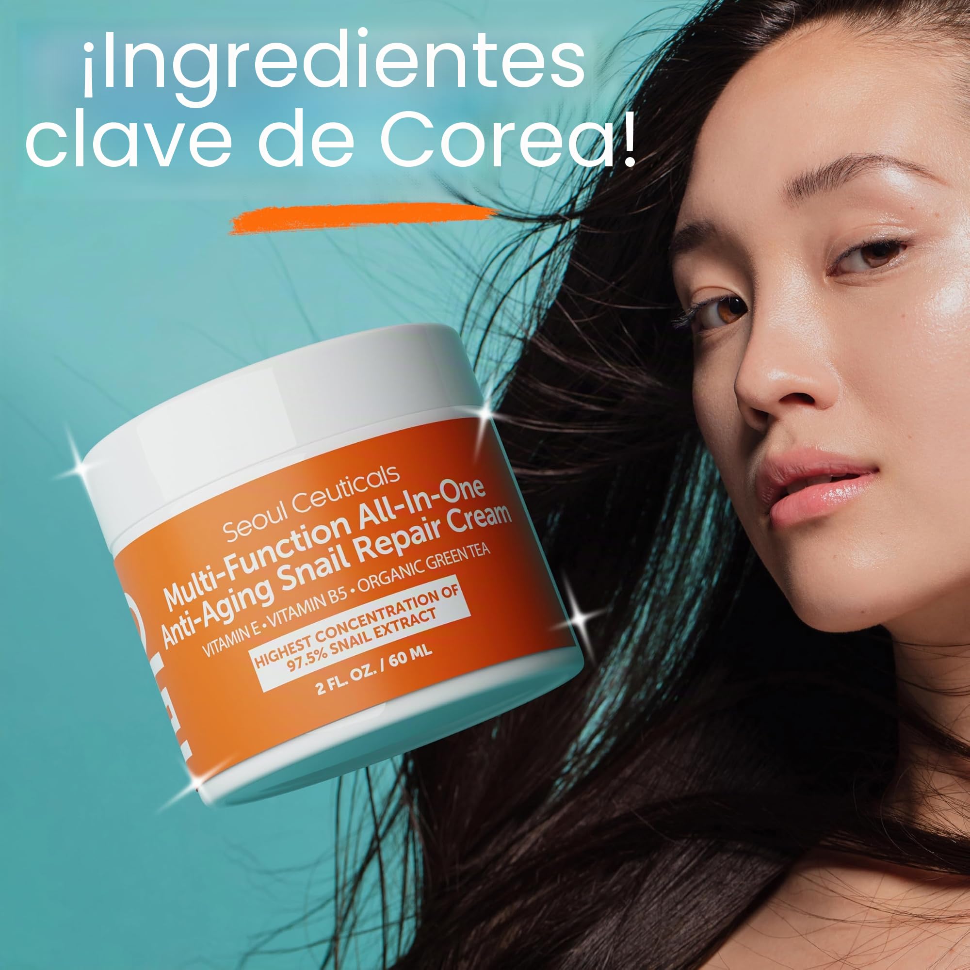 Seoul Ceuticals Korean Skin Care Snail Repair Cream Moisturiser - 97.5% Snail Mucin Extract - All In One Recovery Power For The Most Effective Korean Beauty Routine - 60ml