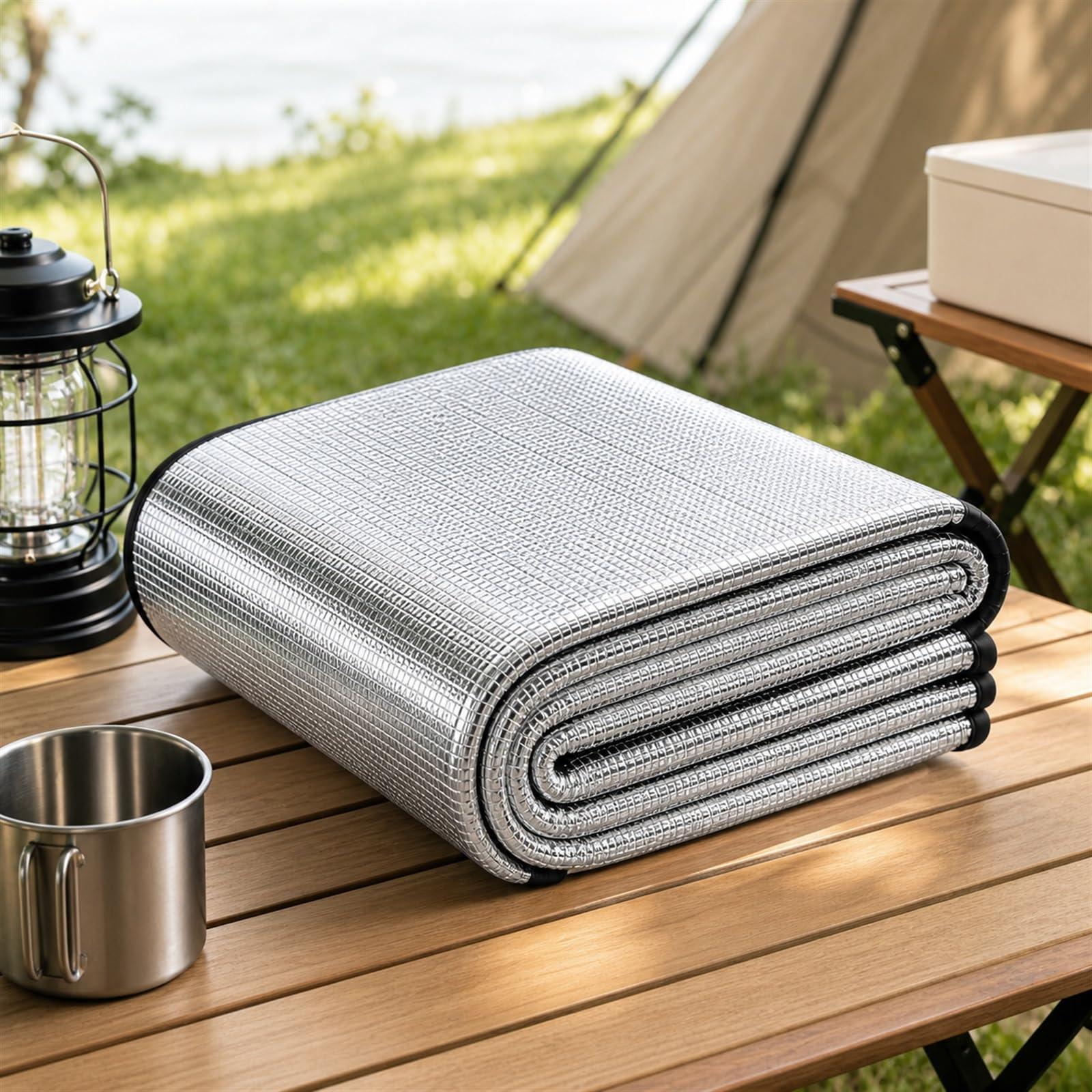 Mantas Aislante TéRmica para Camping,Esterilla Aislante De Aluminio Camping,Almohadilla Aislante para Tienda,Ligero Y PortáTil,Ideal para Acampada En Parques