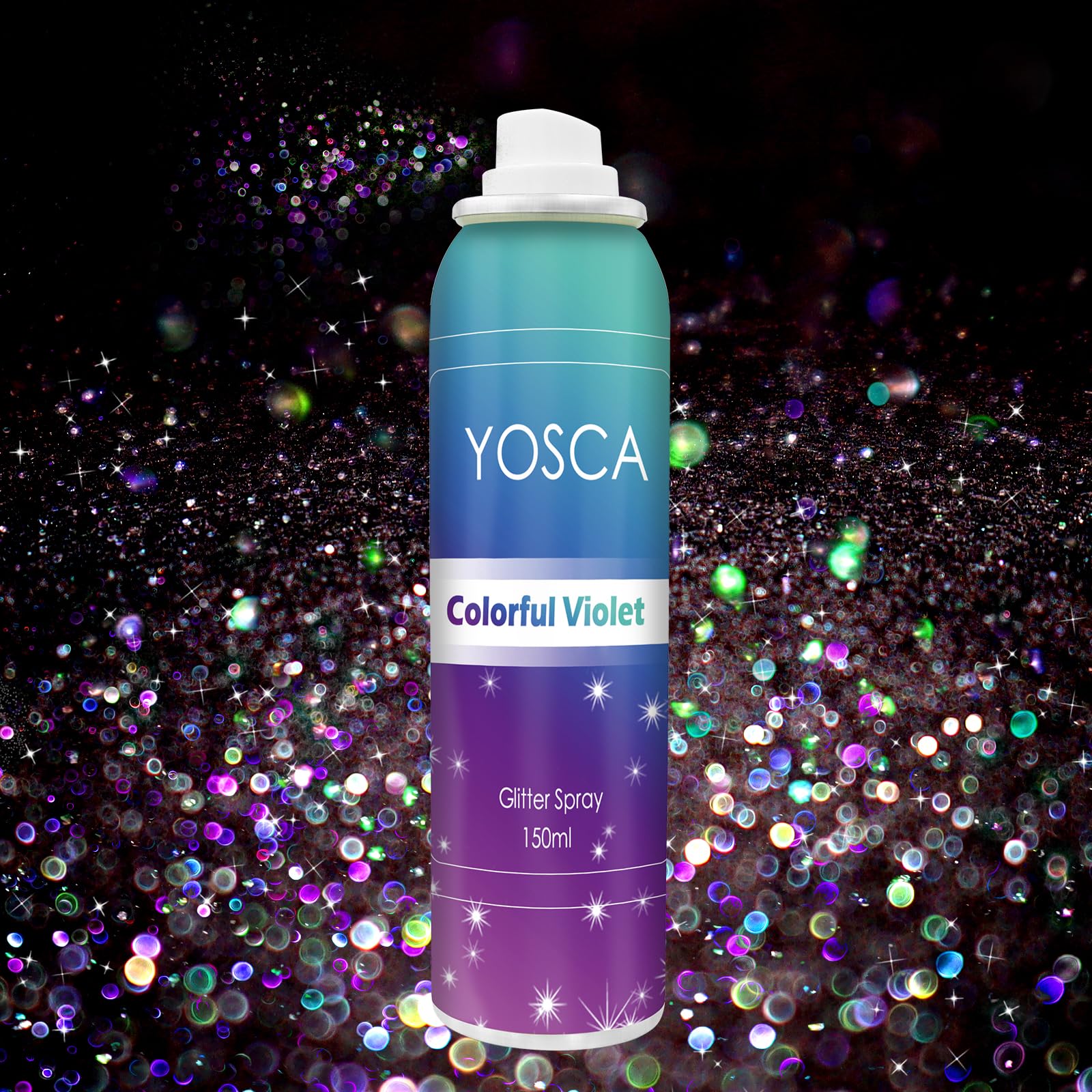 YOSCA Body Glitter Spray, 150ML Shimmer Hairspray for Hair, Body, Clothes - Quick-Drying, Long-Lasting Shiny Spray for Festival, Music Concert, Party, Rave Accessories