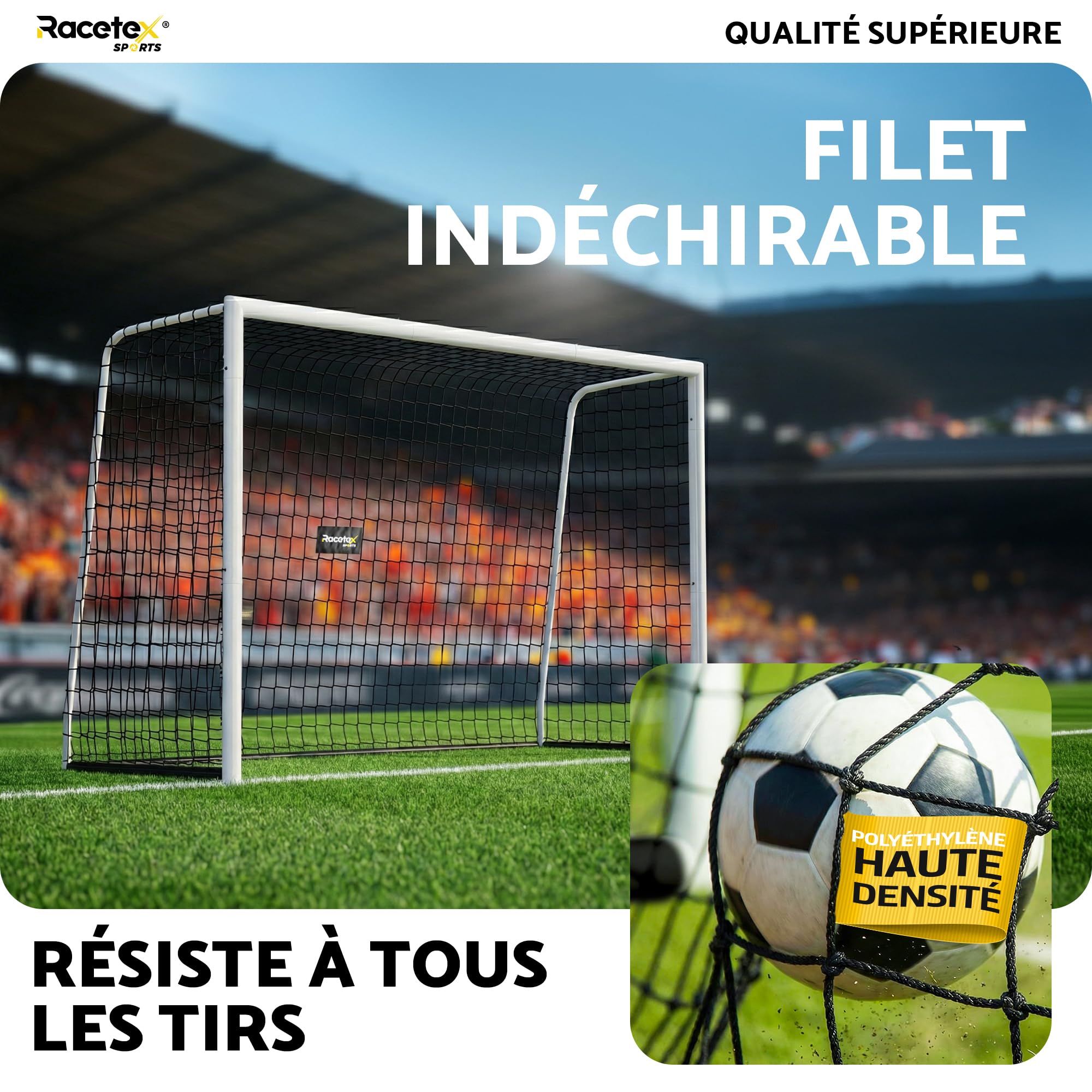 Racetex But de Foot Enfant Exterieur Cage avec Cadre en Acier renforcé ancrages au Sol en Acier Inoxydable