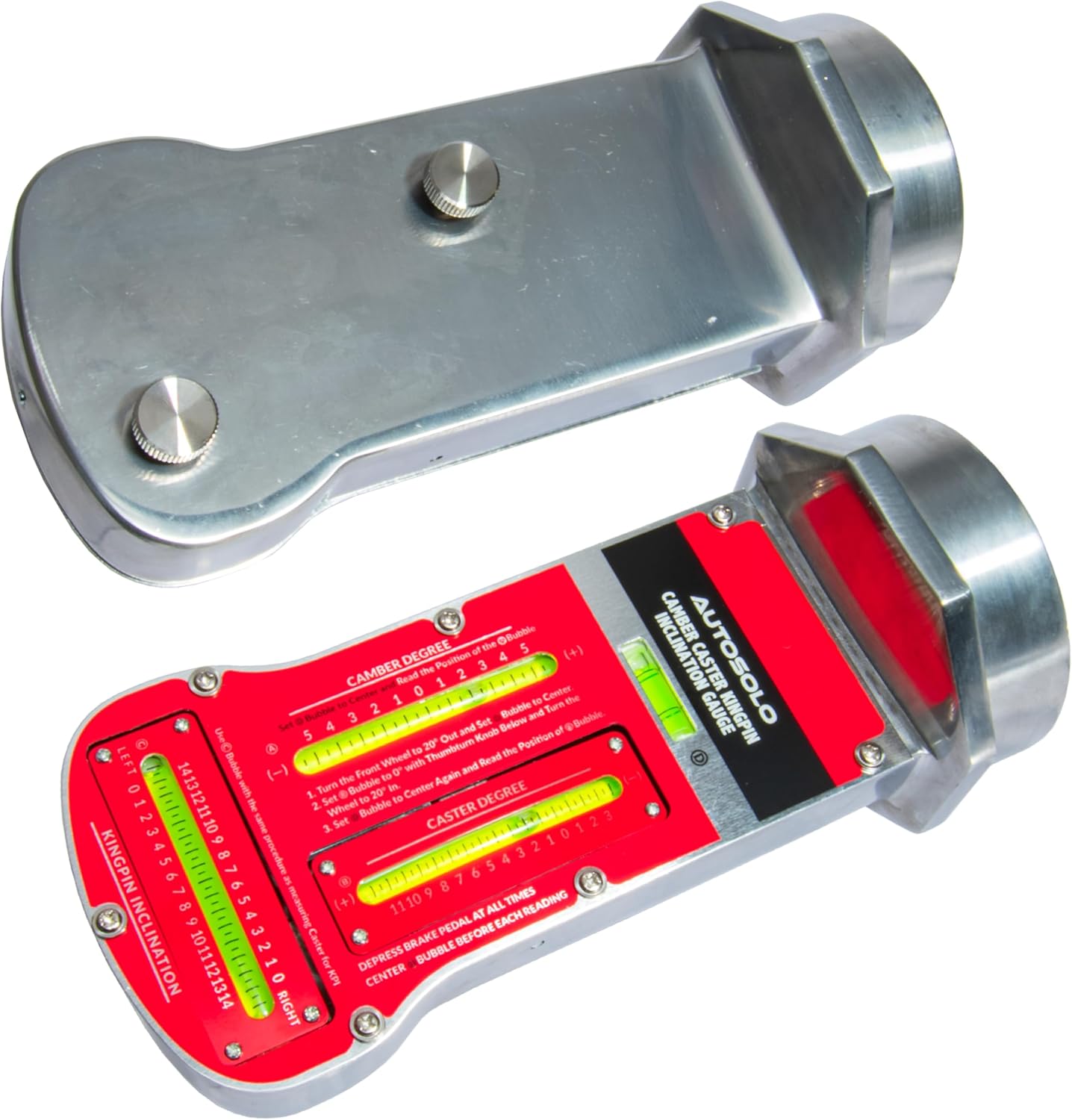 AutoSolo Magnetic Camber Caster Alignment Tool with Kingpin Inclination - Premium Wheel Alignment Tool Kit - Caster Camber Gauge for Your at Home Front End Alignment Tool Kit