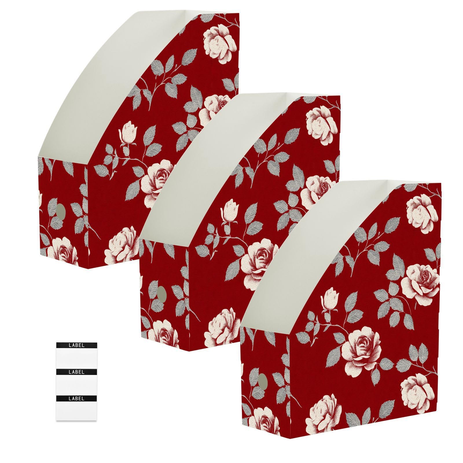 Porte-revues pliables roses rétro (lot de 6) pour documents A4 de bureau
